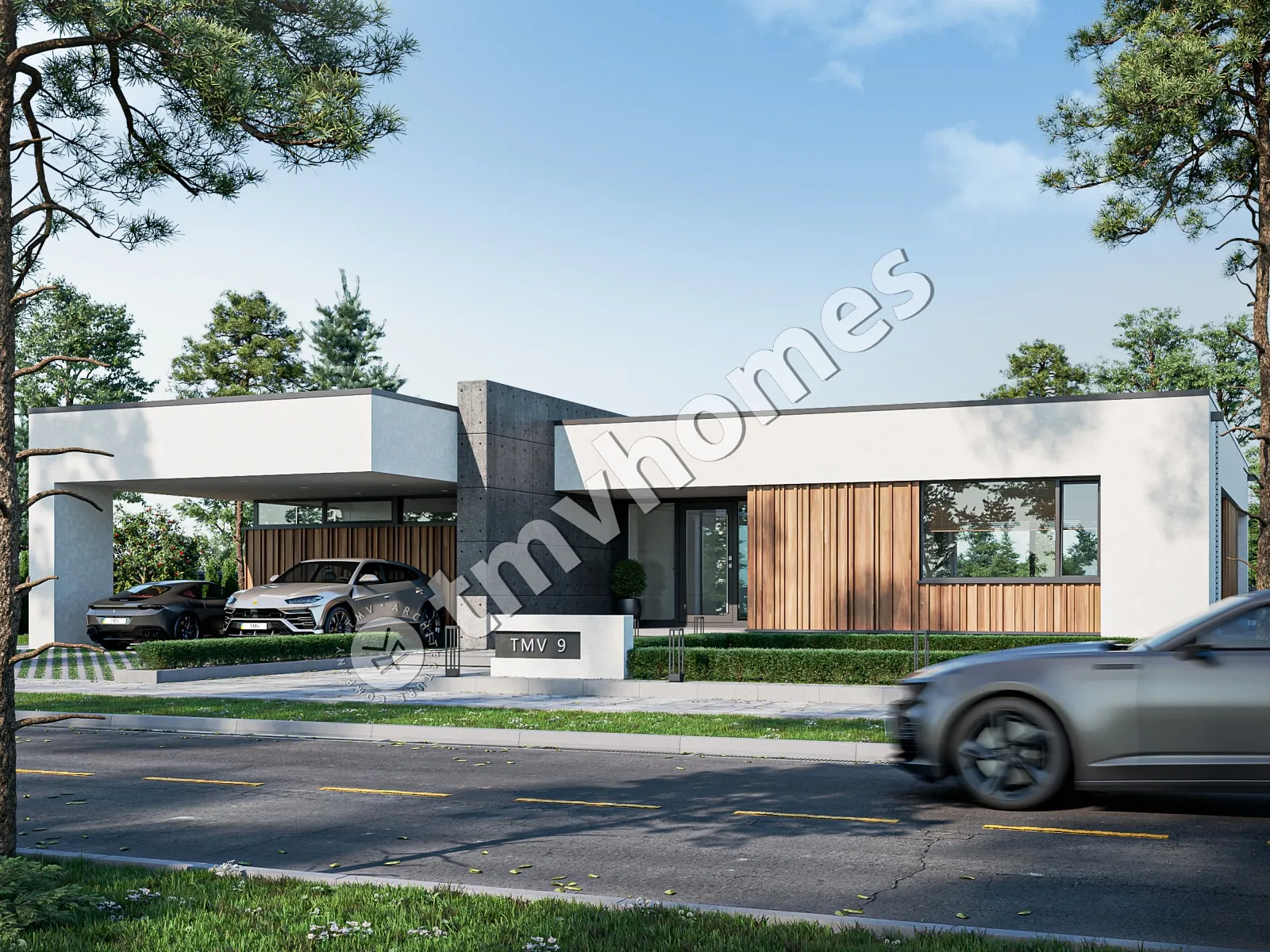 Projekt domu jednorodzinnego o pow. 224 m²: Parterowy, 3 Sypialnie, 3 Łazienki, Otwarta kuchnia, Wiata