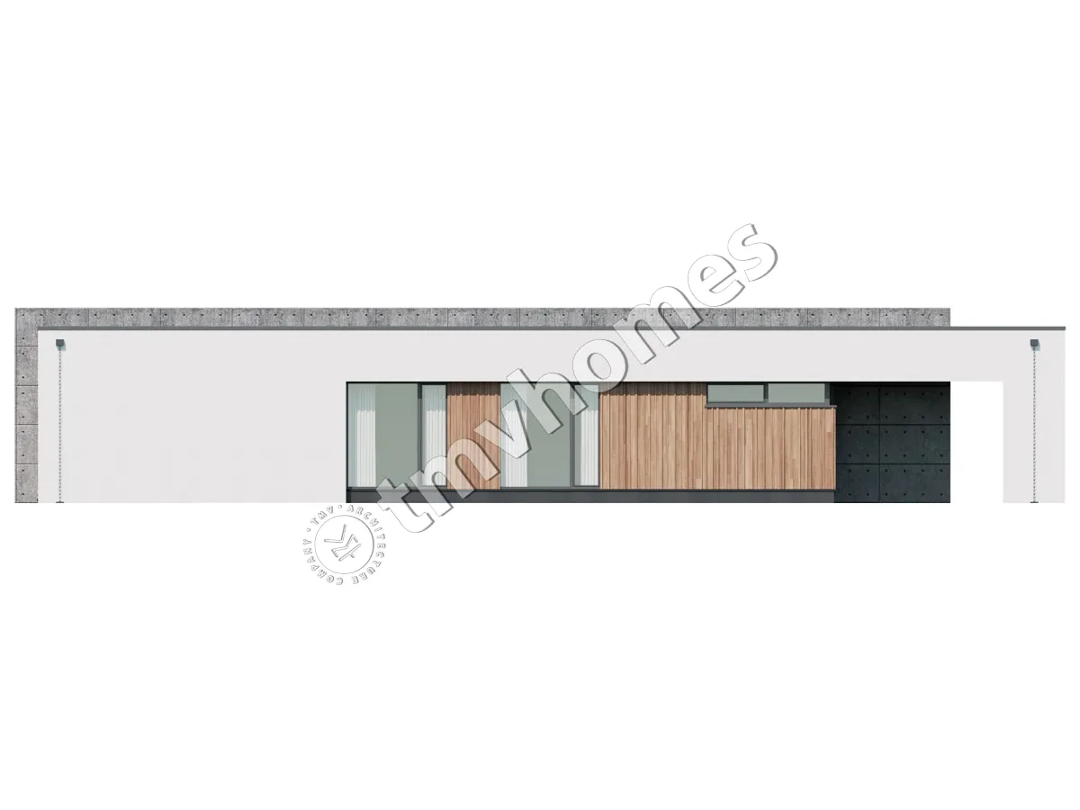 Projekt domu jednorodzinnego o pow. 224 m²: Parterowy, 3 Sypialnie, 3 Łazienki, Otwarta kuchnia, Wiata