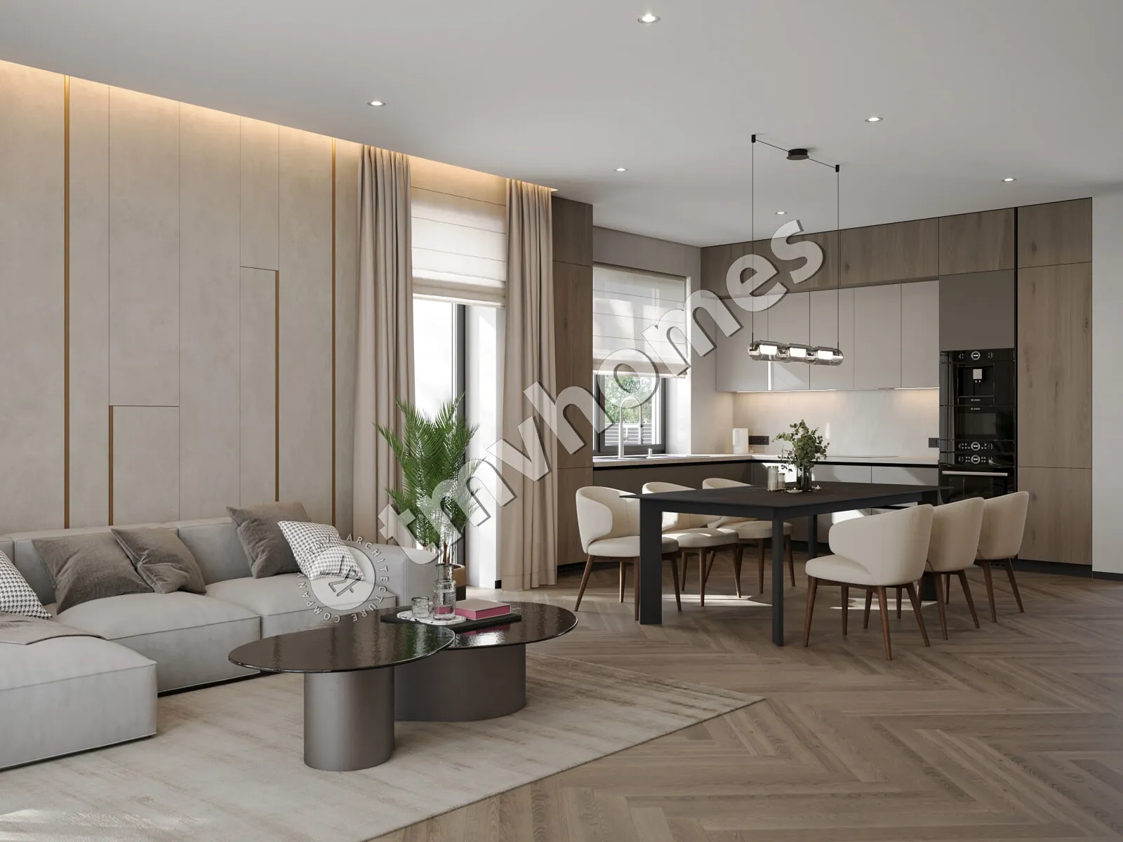 Projekt domu jednorodzinnego o pow. 192 m²: Parterowy, 3 Sypialnie, 2 Łazienki, Otwarta kuchnia, Garaż
