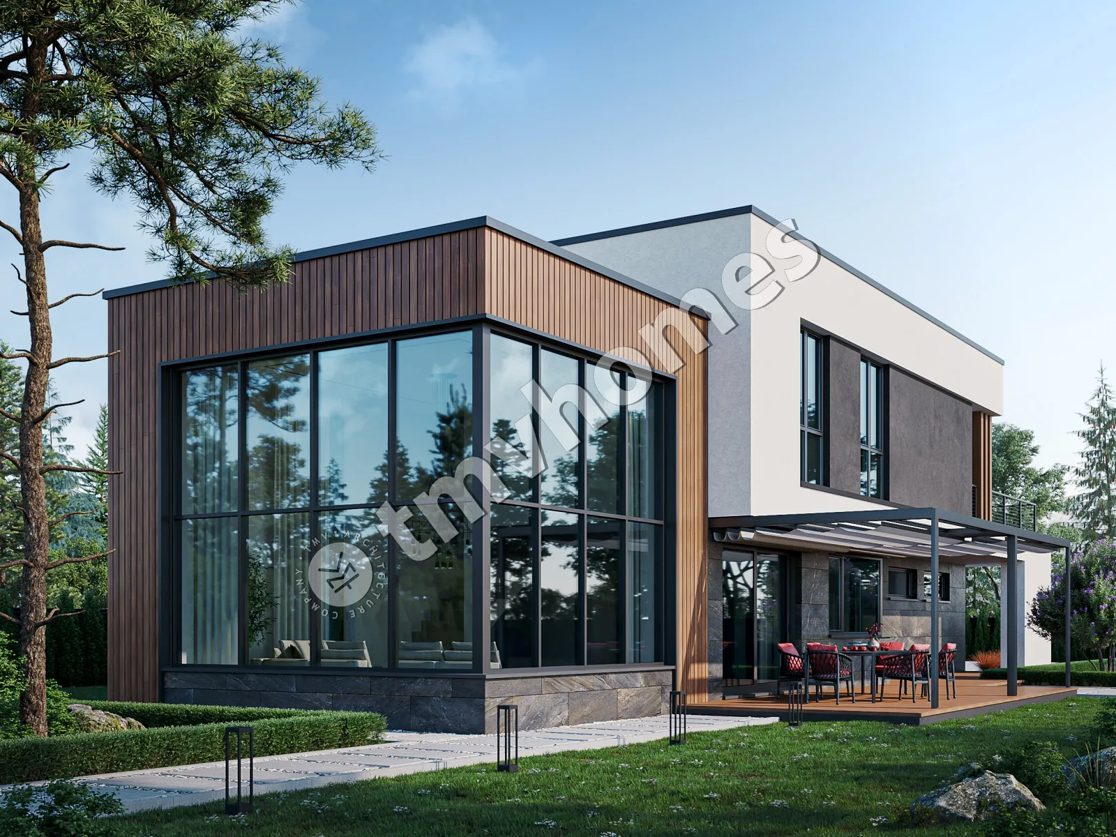 Projekt domu jednorodzinnego o pow. 240 m²: Piętrowy, 3 Sypialnie, Gabinet, 3 Łazienki, Otwarta kuchnia, Garaż