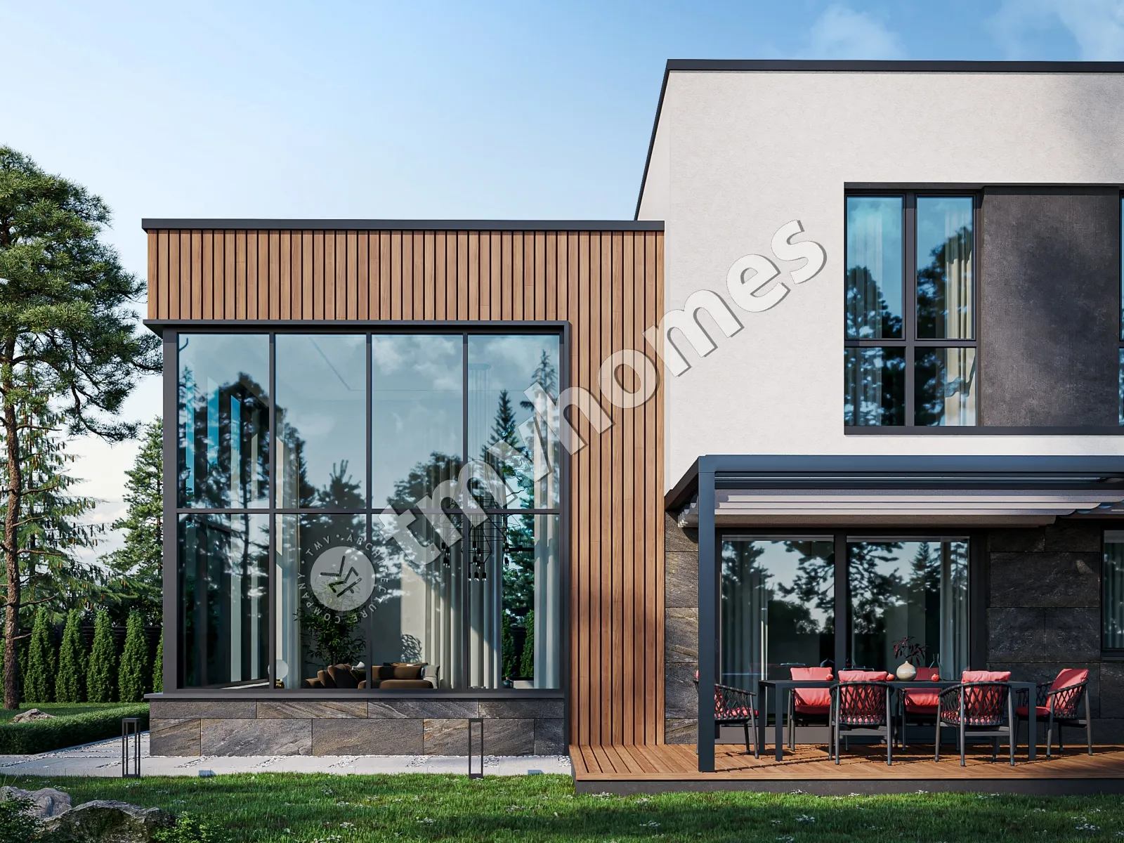 Projekt domu jednorodzinnego o pow. 240 m²: Piętrowy, 3 Sypialnie, Gabinet, 3 Łazienki, Otwarta kuchnia, Garaż