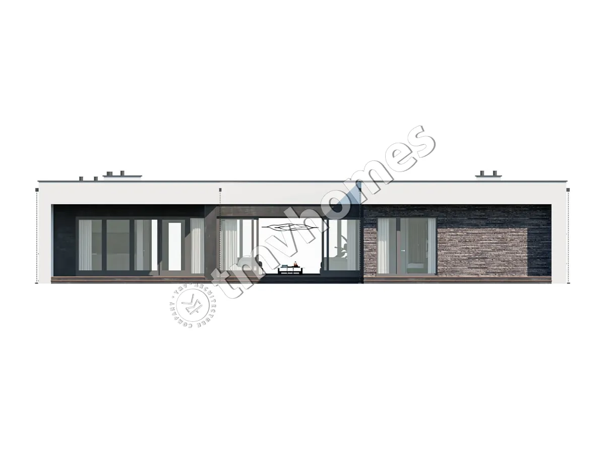 Projekt domu jednorodzinnego o pow. 215 m²: Parterowy, 3 Sypialnie, 3 Łazienki, Otwarta kuchnia, Wiata