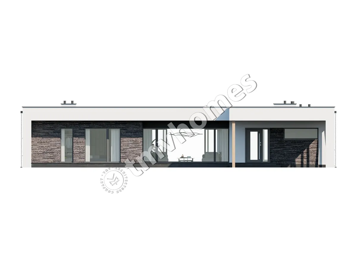 Projekt domu jednorodzinnego o pow. 215 m²: Parterowy, 3 Sypialnie, 3 Łazienki, Otwarta kuchnia, Wiata
