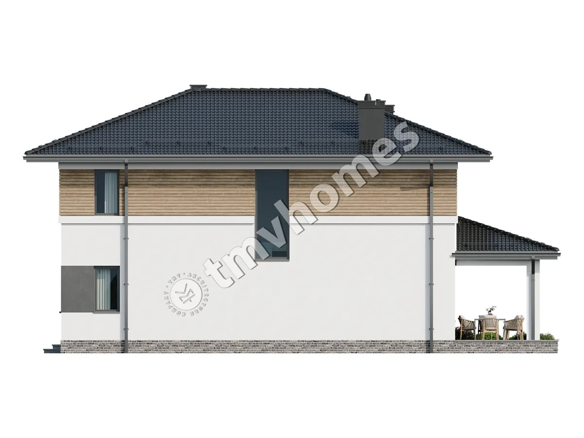 Projekt domu jednorodzinnego o pow. 220 m²: Piętrowy, 3 Sypialnie, Gabinet, 3 Łazienki, Otwarta kuchnia, Garaż