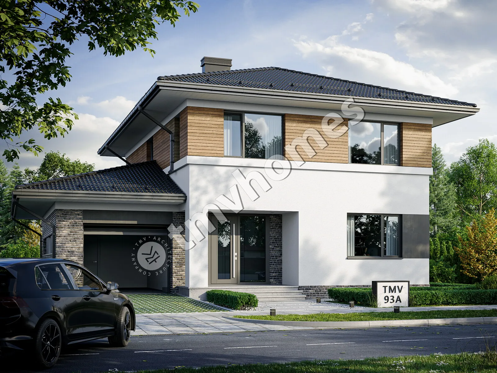 Projekt domu jednorodzinnego o pow. 220 m²: Piętrowy, 3 Sypialnie, Gabinet, 3 Łazienki, Otwarta kuchnia, Garaż