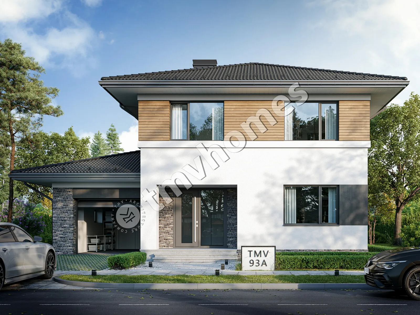 Projekt domu jednorodzinnego o pow. 220 m²: Piętrowy, 3 Sypialnie, Gabinet, 3 Łazienki, Otwarta kuchnia, Garaż