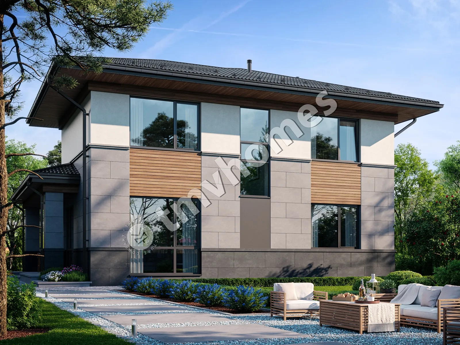 Projekt domu jednorodzinnego o pow. 173 m²: Piętrowy, 3 Sypialnie, Gabinet, 3 Łazienki