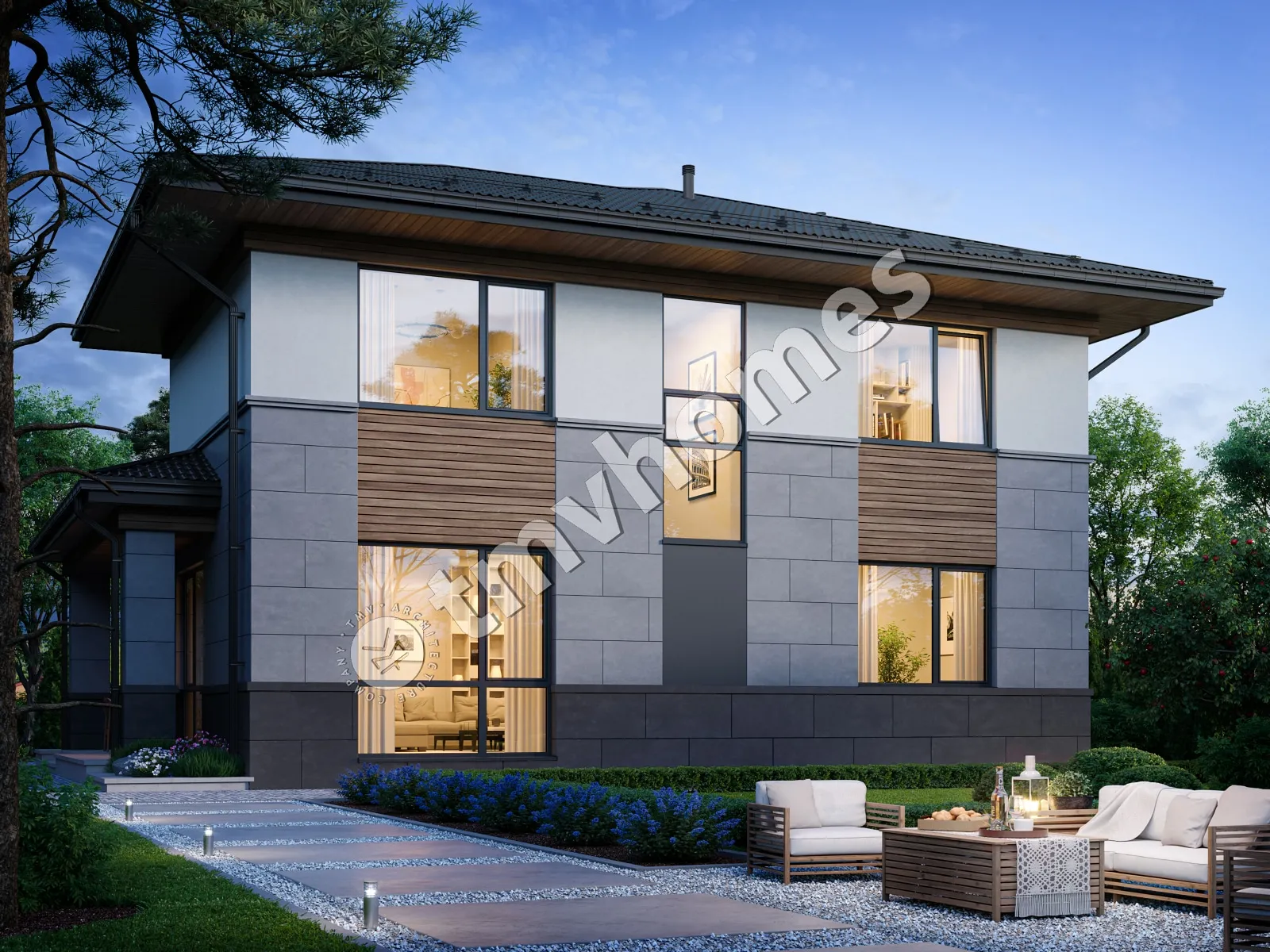 Projekt domu jednorodzinnego o pow. 173 m²: Piętrowy, 3 Sypialnie, Gabinet, 3 Łazienki