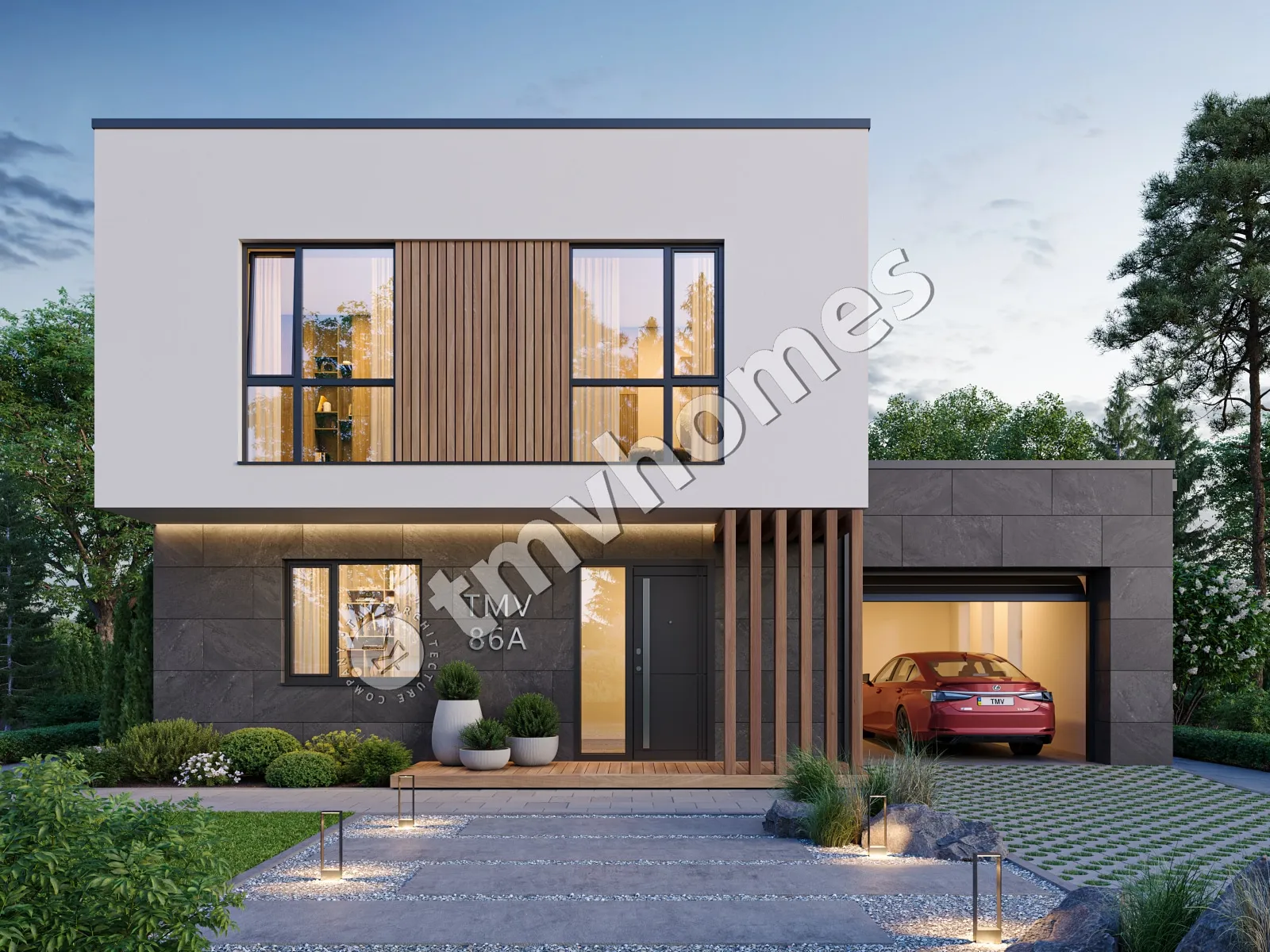 Projekt domu jednorodzinnego o pow. 175 m²: Piętrowy, 3 Sypialnie, 3 Łazienki, Garaż
