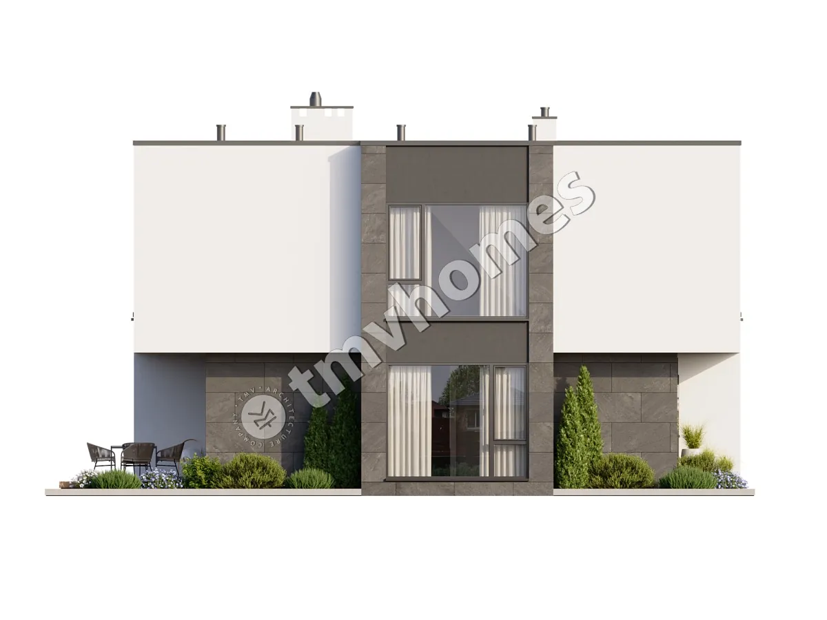Projekt domu jednorodzinnego o pow. 197 m²: Piętrowy, 3 Sypialnie, 3 Łazienki, Otwarta kuchnia, Wiata