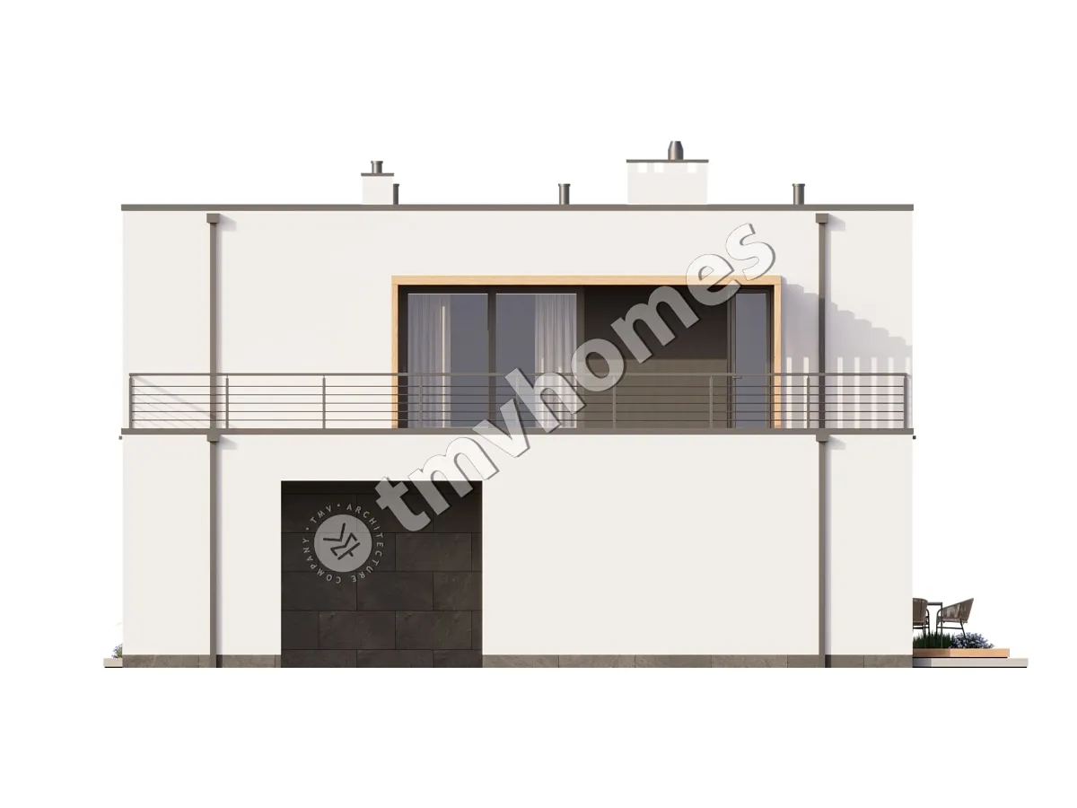 Projekt domu jednorodzinnego o pow. 197 m²: Piętrowy, 3 Sypialnie, 3 Łazienki, Otwarta kuchnia, Wiata