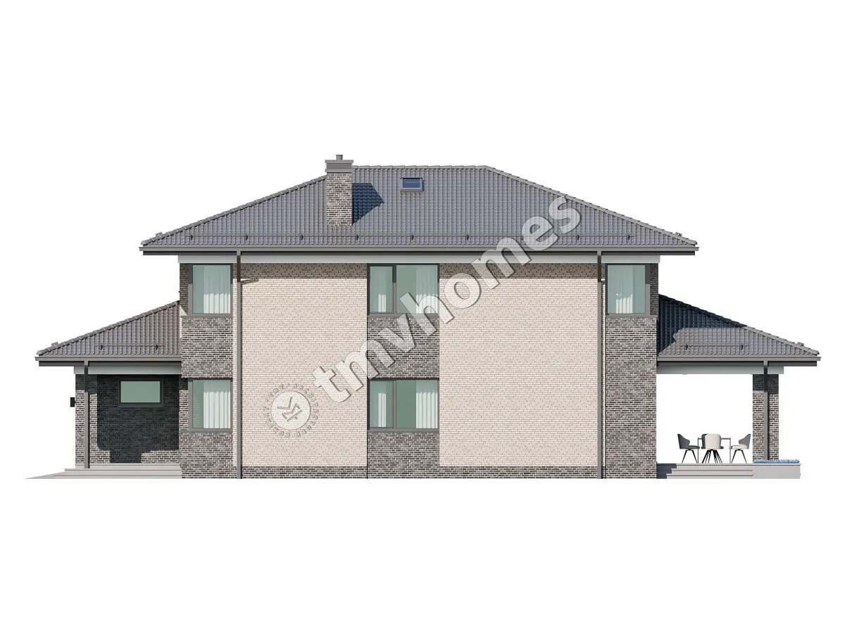 Projekt domu jednorodzinnego o pow. 237 m²: Piętrowy, 3 Sypialnie, Gabinet, 2 Łazienki, Otwarta kuchnia, Garaż