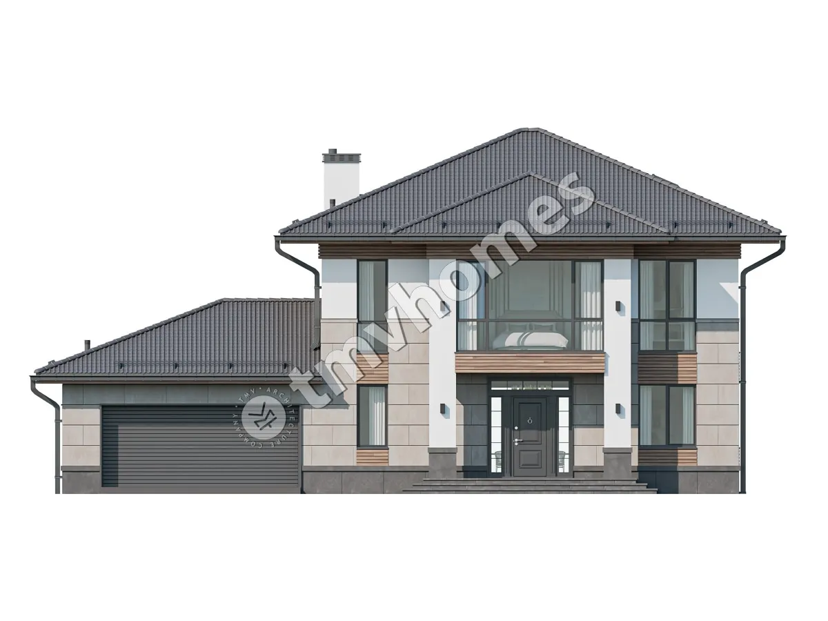 Projekt domu jednorodzinnego o pow. 292 m²: Piętrowy, 3 Sypialnie, Gabinet, 3 Łazienki, Otwarta kuchnia, Garaż