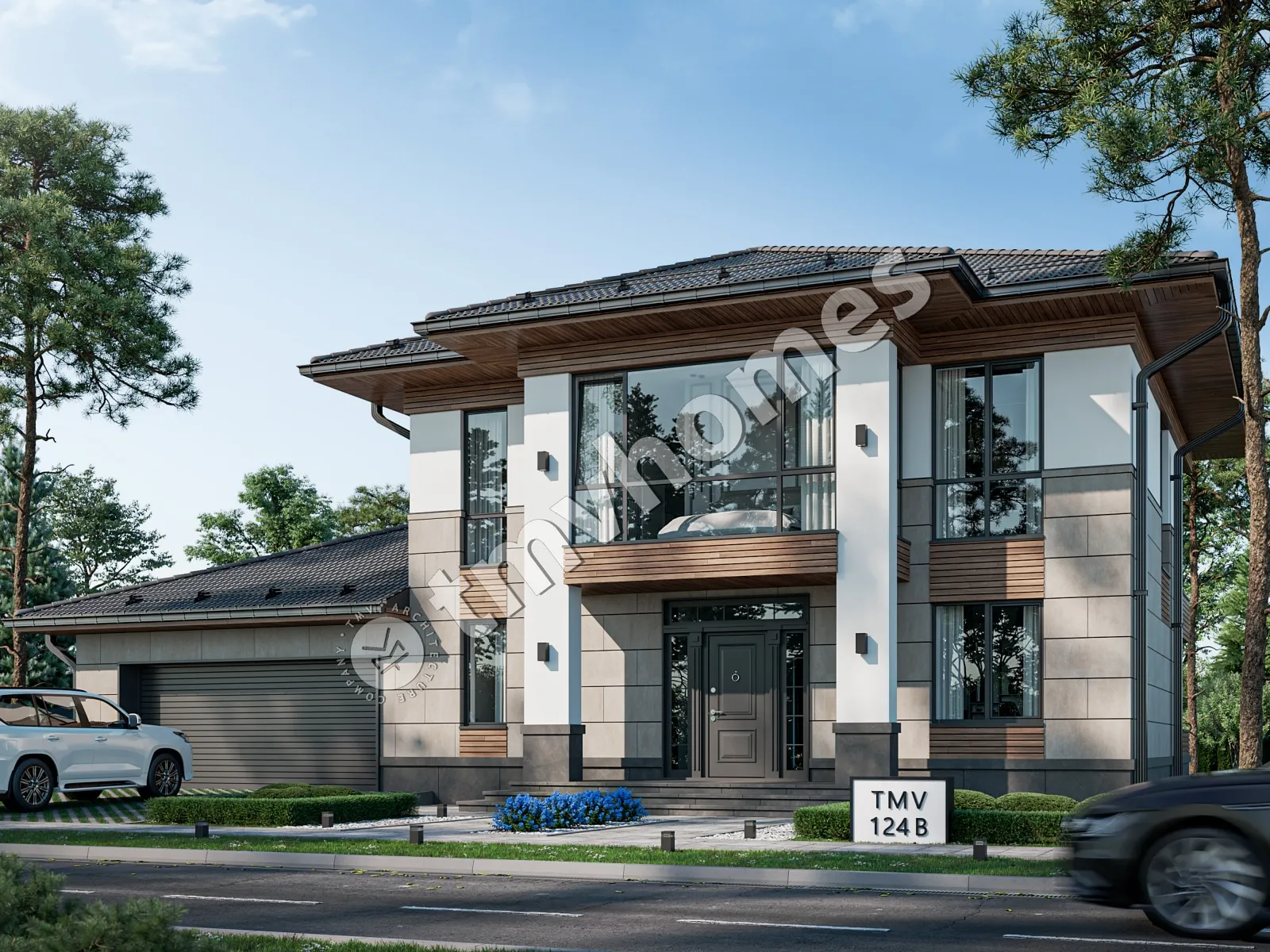 Projekt domu jednorodzinnego o pow. 292 m²: Piętrowy, 3 Sypialnie, Gabinet, 3 Łazienki, Otwarta kuchnia, Garaż