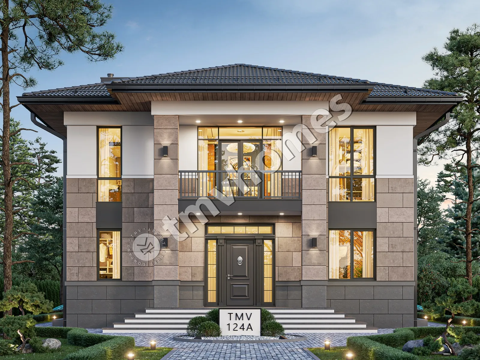 Projekt domu jednorodzinnego o pow. 341 m²: Piętrowy + Piwnica, 3 Sypialnie, Gabinet, 3 Łazienki, Otwarta kuchnia