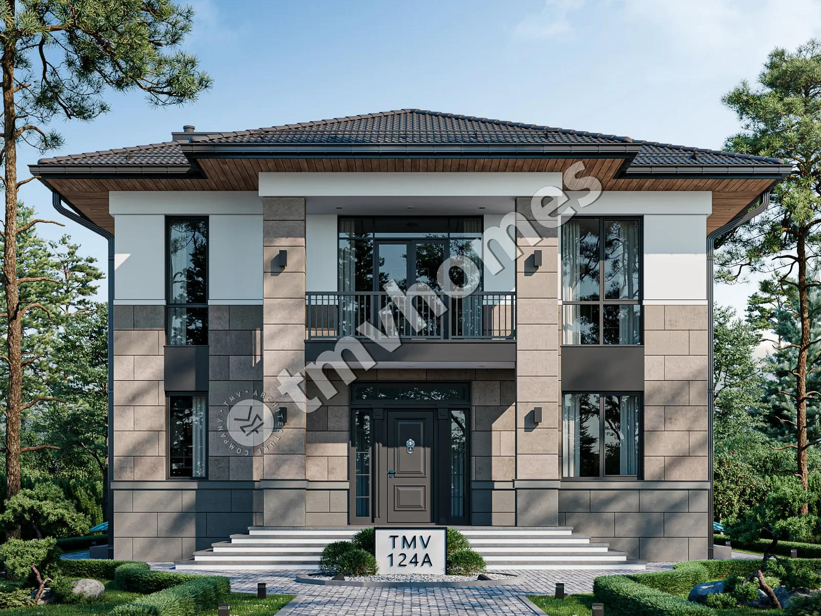 Projekt domu jednorodzinnego o pow. 341 m²: Piętrowy + Piwnica, 3 Sypialnie, Gabinet, 3 Łazienki, Otwarta kuchnia