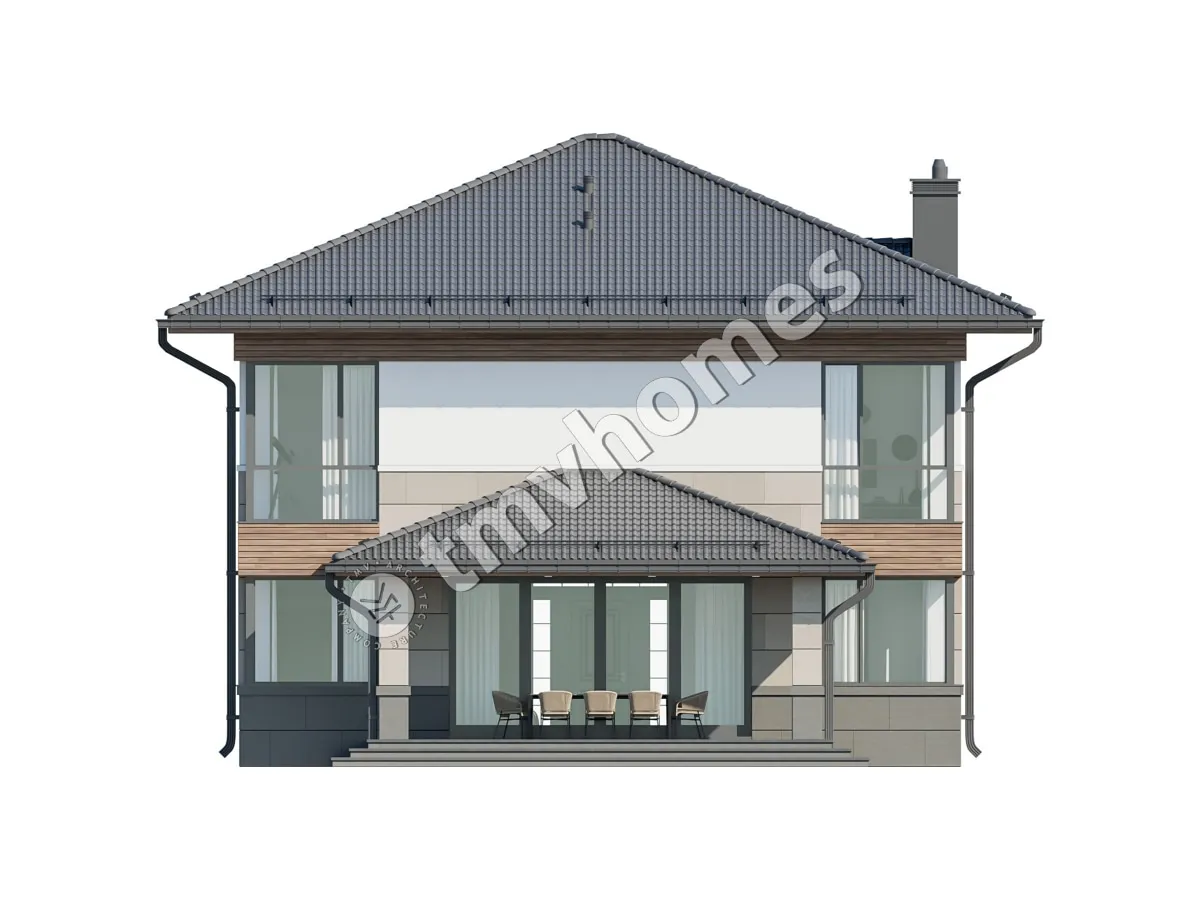 Projekt domu jednorodzinnego o pow. 231 m²: Piętrowy, 3 Sypialnie, Gabinet, 3 Łazienki, Otwarta kuchnia