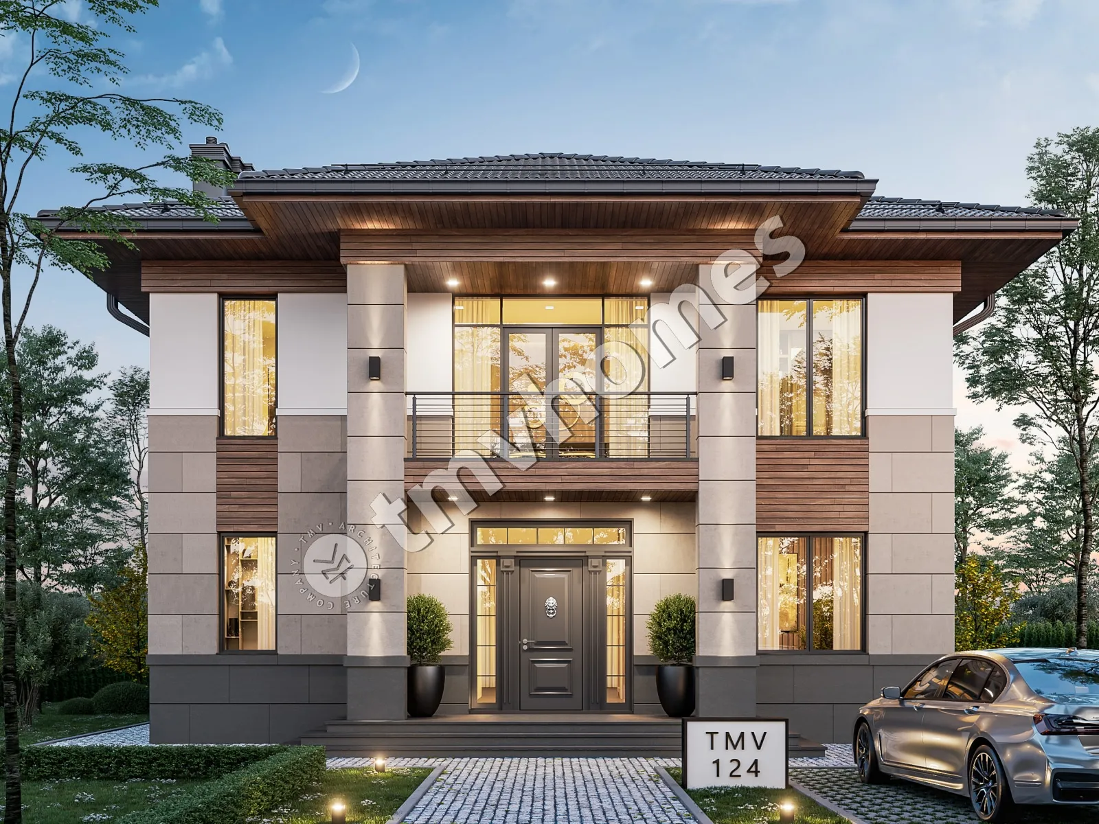 Projekt domu jednorodzinnego o pow. 231 m²: Piętrowy, 3 Sypialnie, Gabinet, 3 Łazienki, Otwarta kuchnia