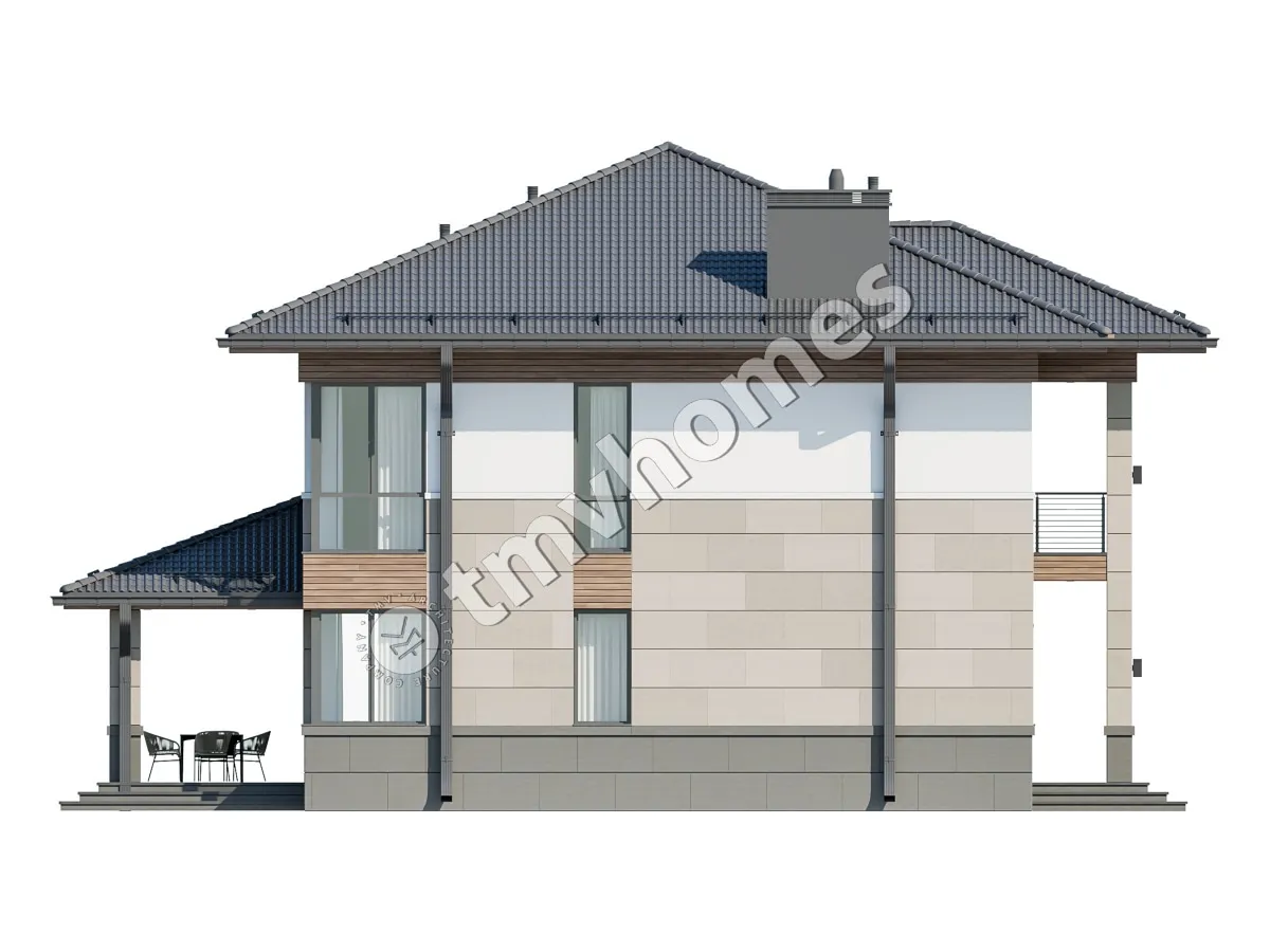 Projekt domu jednorodzinnego o pow. 231 m²: Piętrowy, 3 Sypialnie, Gabinet, 3 Łazienki, Otwarta kuchnia