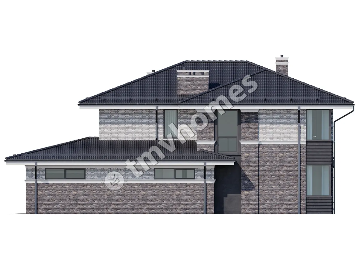 Projekt domu jednorodzinnego o pow. 310 m²: Piętrowy, 4 Sypialnie, Gabinet, 3 Łazienki, Otwarta kuchnia, Garaż