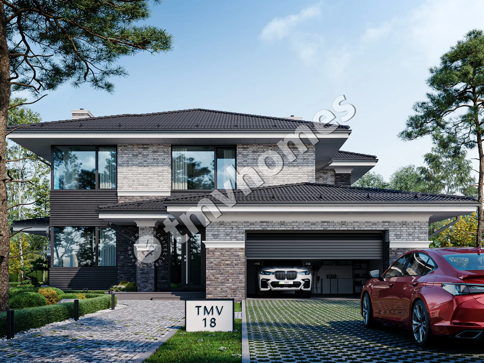 Projekt domu jednorodzinnego o pow. 310 m²: Piętrowy, 4 Sypialnie, Gabinet, 3 Łazienki, Otwarta kuchnia, Garaż
