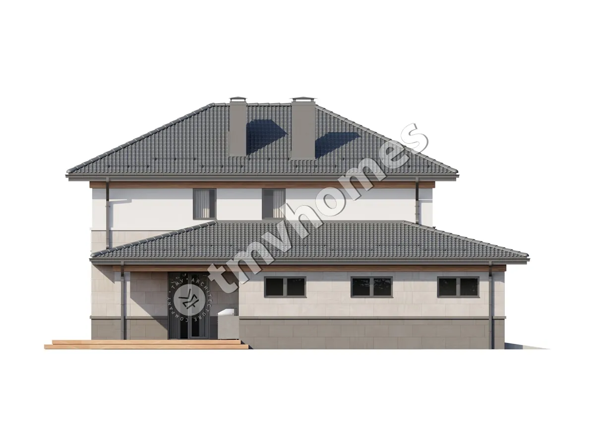 Projekt domu jednorodzinnego o pow. 225 m²: Piętrowy, 4 Sypialnie, 3 Łazienki, Otwarta kuchnia, Garaż