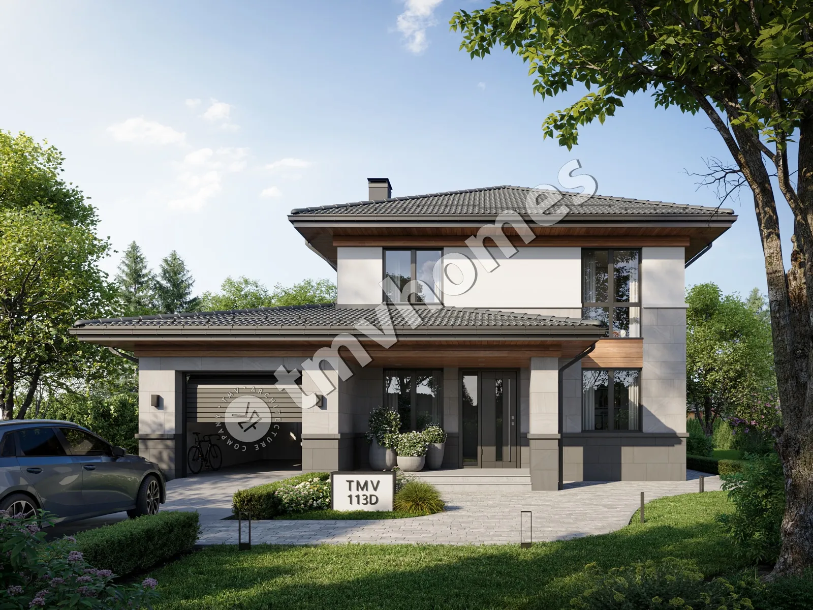 Projekt domu jednorodzinnego o pow. 225 m²: Piętrowy, 4 Sypialnie, 3 Łazienki, Otwarta kuchnia, Garaż