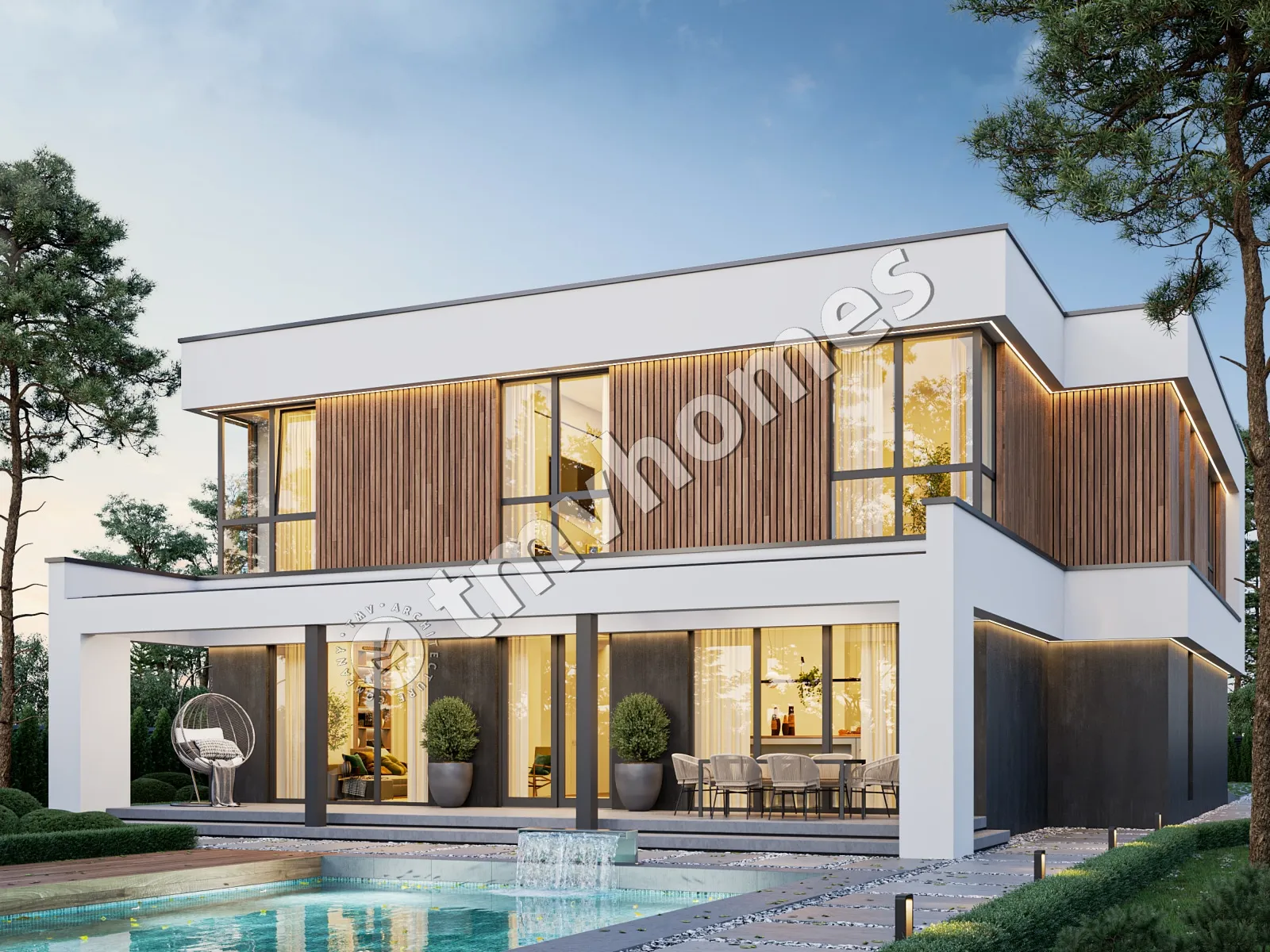 Projekt domu jednorodzinnego o pow. 337 m²: Piętrowy, 4 Sypialnie, Gabinet, 3 Łazienki, Otwarta kuchnia, Garaż