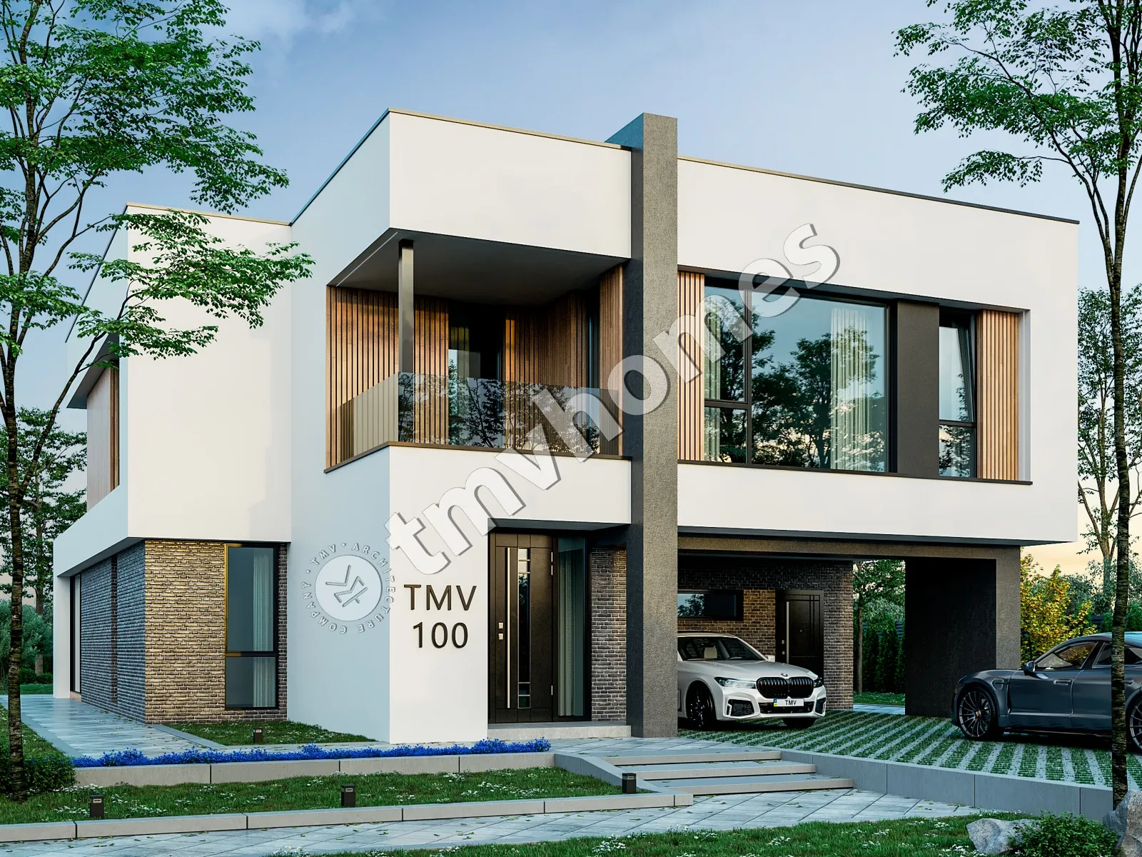 Projekt domu jednorodzinnego o pow. 252 m²: Piętrowy, 3 Sypialnie, Gabinet, 3 Łazienki, Otwarta kuchnia, Wiata