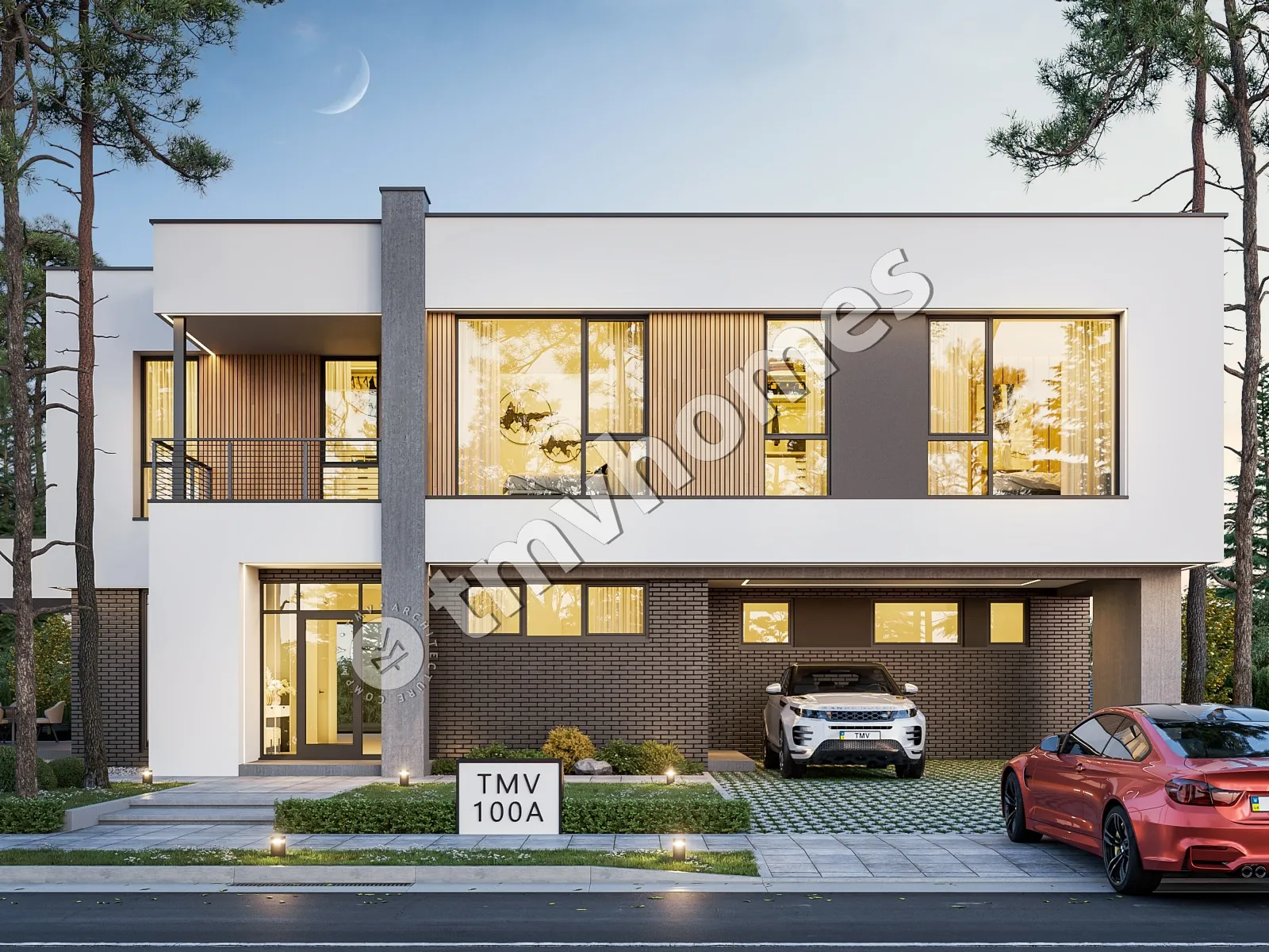 Projekt domu jednorodzinnego o pow. 363 m²: Piętrowy, 5 Sypialnie, 4 Łazienki, Otwarta kuchnia, Wiata