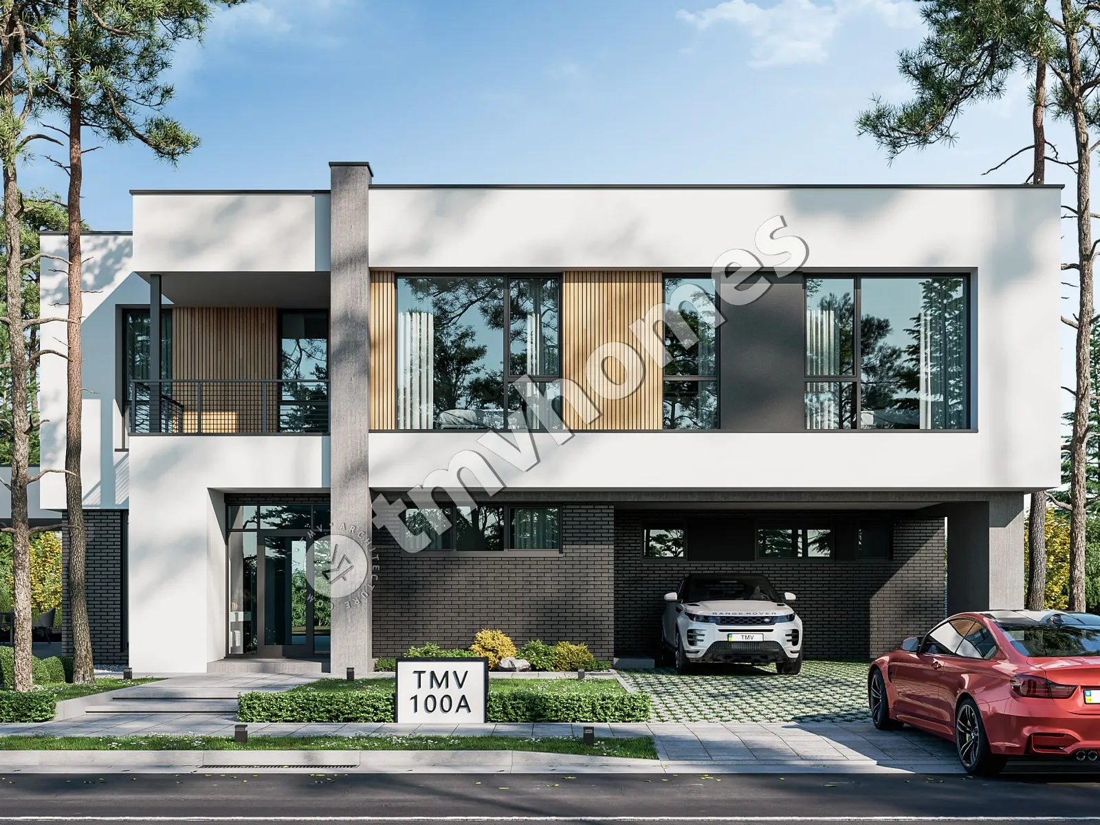 Projekt domu jednorodzinnego o pow. 363 m²: Piętrowy, 5 Sypialnie, 4 Łazienki, Otwarta kuchnia, Wiata