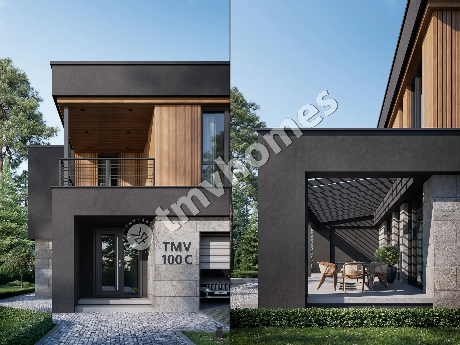 Projekt domu jednorodzinnego o pow. 331 m²: Piętrowy, 3 Sypialnie, Gabinet, 3 Łazienki, Otwarta kuchnia, Garaż