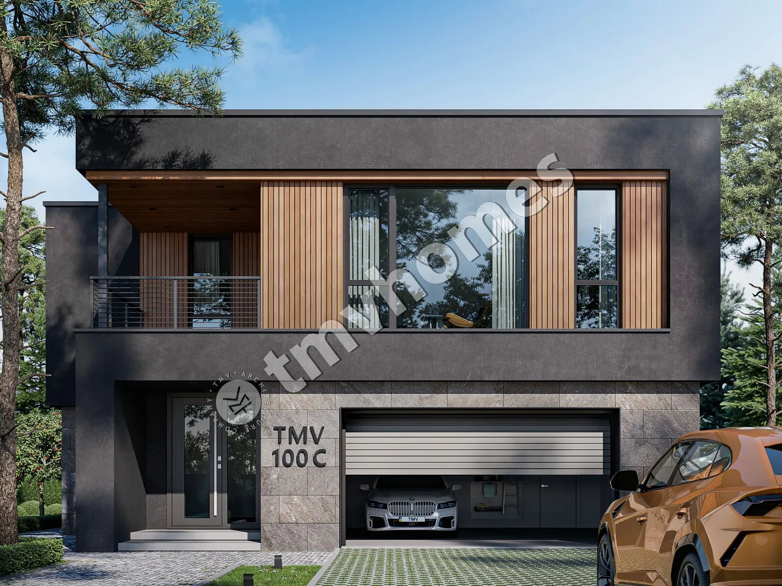 Projekt domu jednorodzinnego o pow. 331 m²: Piętrowy, 3 Sypialnie, Gabinet, 3 Łazienki, Otwarta kuchnia, Garaż
