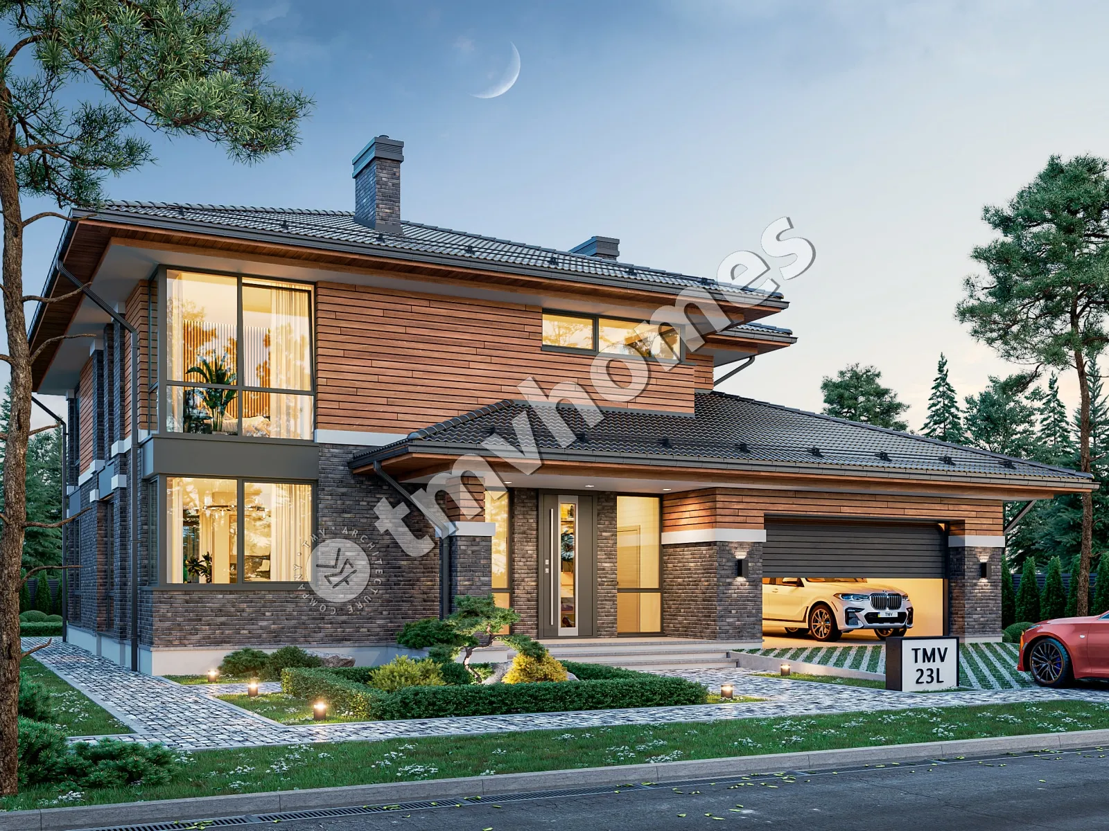 Projekt domu jednorodzinnego o pow. 299 m²: Piętrowy, 4 Sypialnie, 3 Łazienki, Garaż