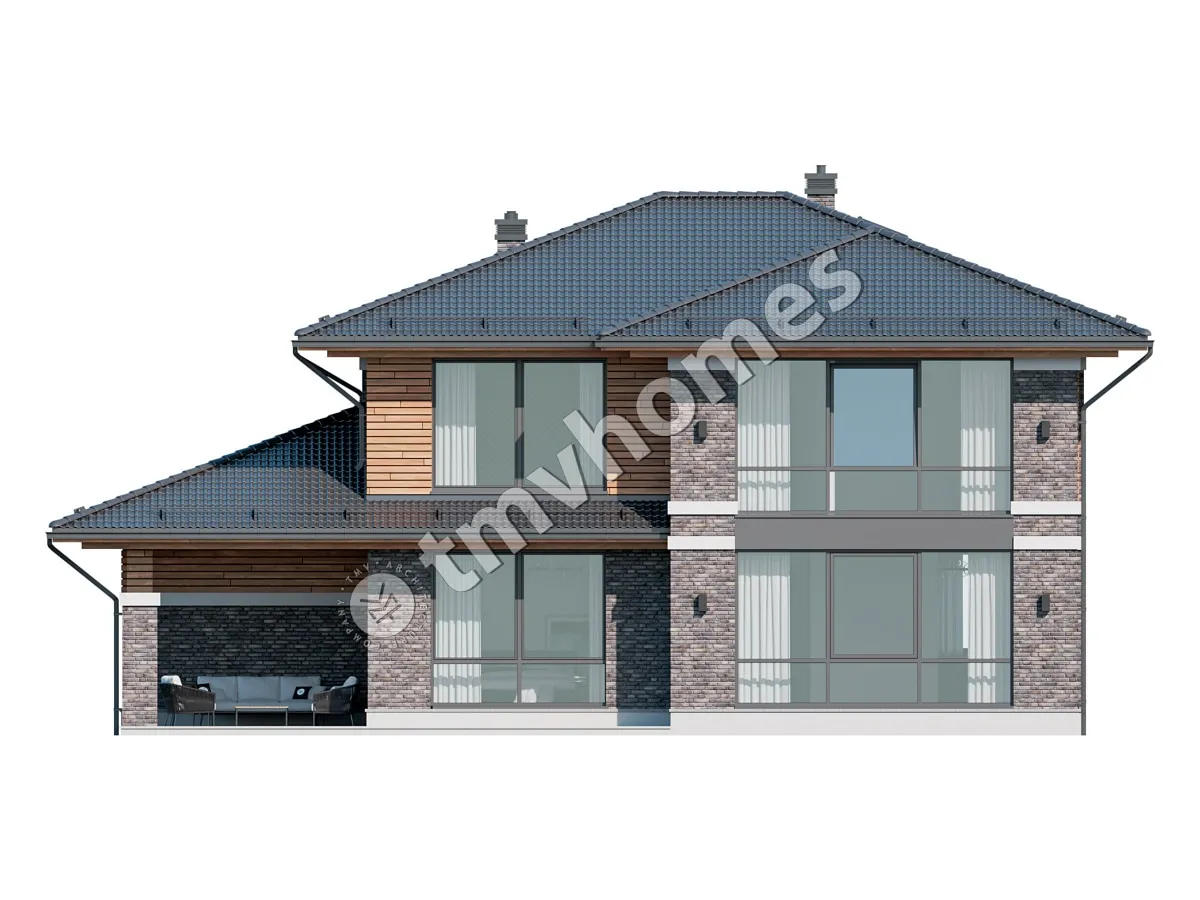 Projekt domu jednorodzinnego o pow. 299 m²: Piętrowy, 4 Sypialnie, 3 Łazienki, Garaż
