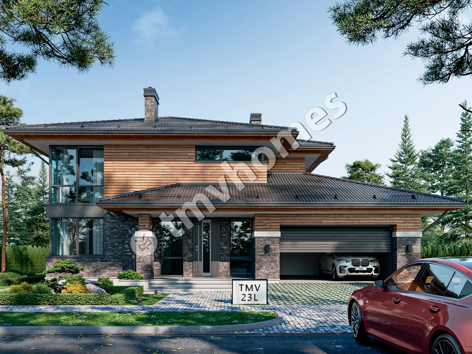 Projekt domu jednorodzinnego o pow. 299 m²: Piętrowy, 4 Sypialnie, 3 Łazienki, Garaż
