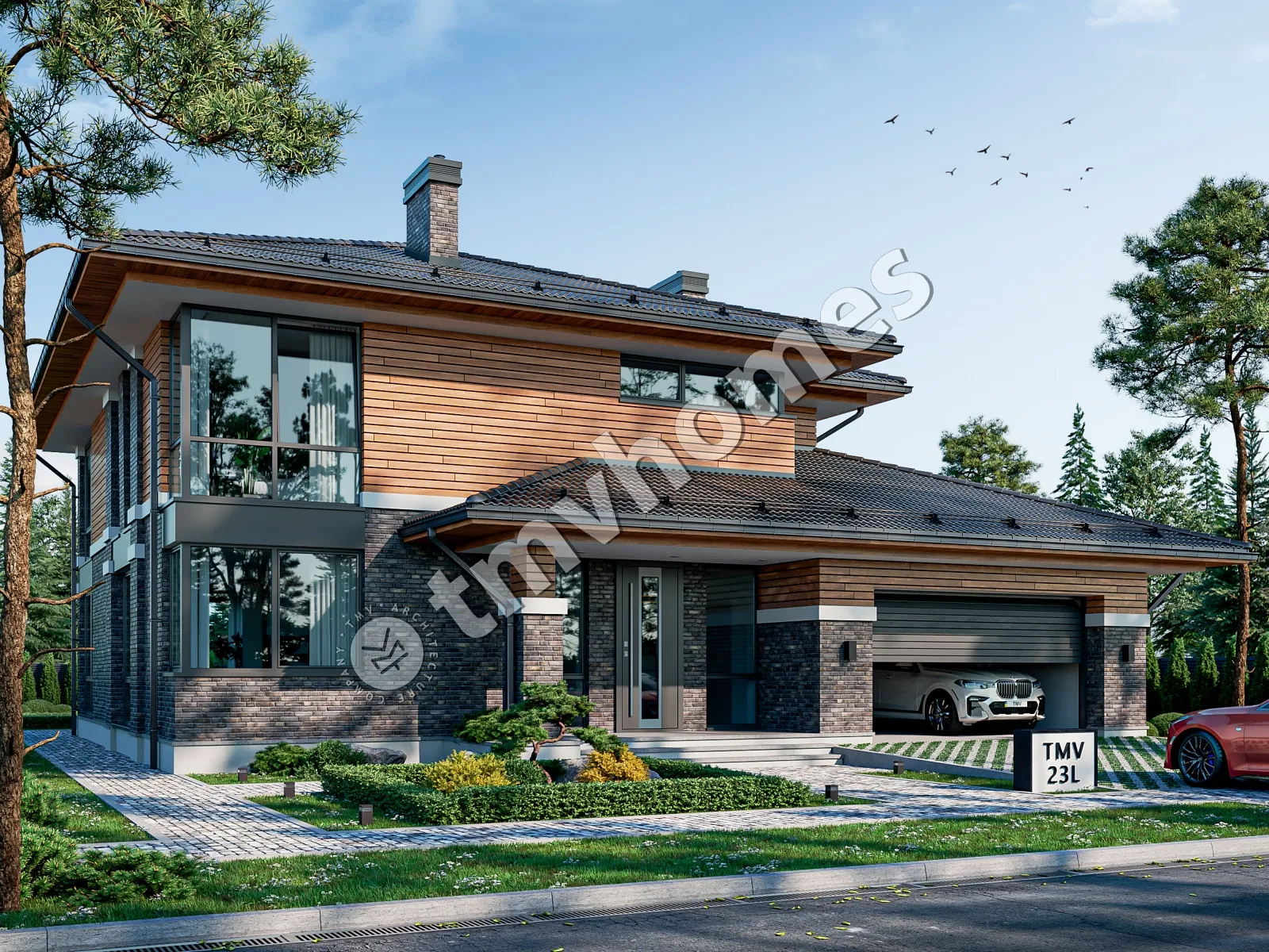 Projekt domu jednorodzinnego o pow. 299 m²: Piętrowy, 4 Sypialnie, 3 Łazienki, Garaż