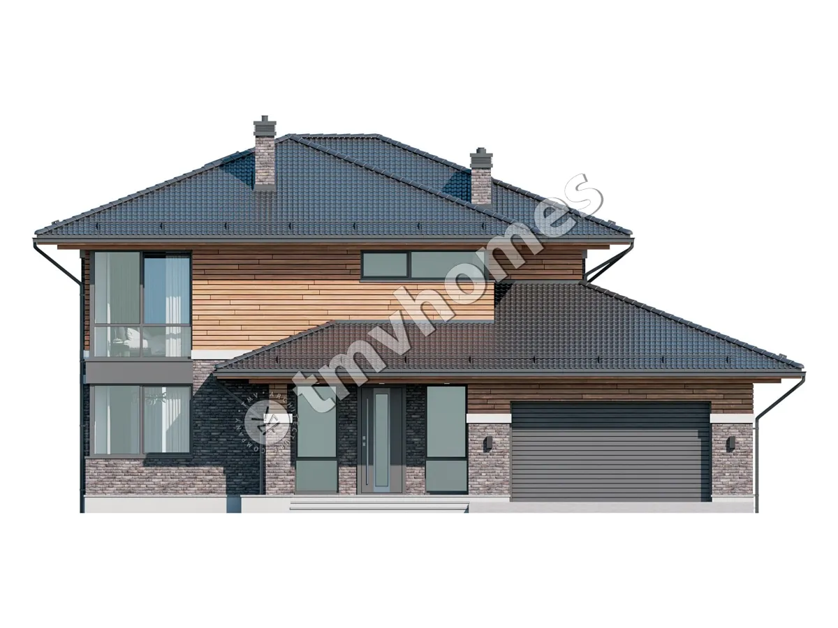 Projekt domu jednorodzinnego o pow. 299 m²: Piętrowy, 4 Sypialnie, 3 Łazienki, Garaż