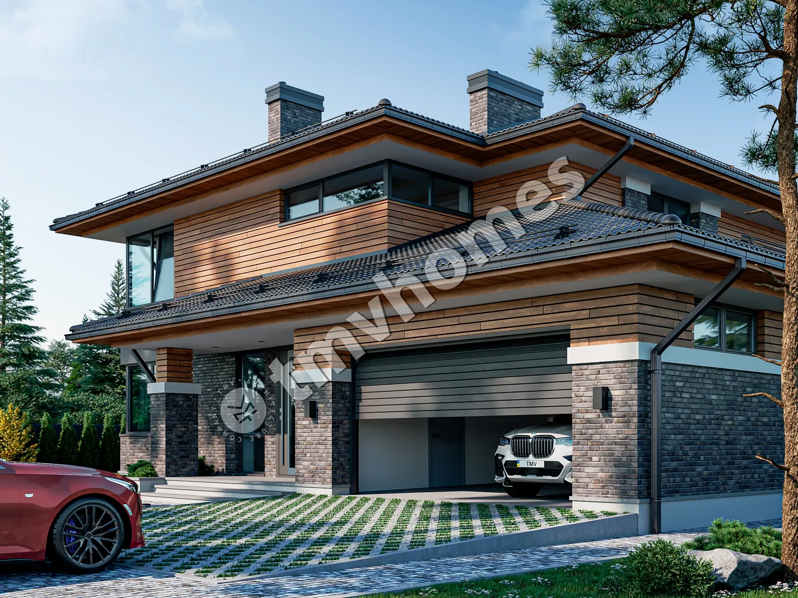 Projekt domu jednorodzinnego o pow. 299 m²: Piętrowy, 4 Sypialnie, 3 Łazienki, Garaż