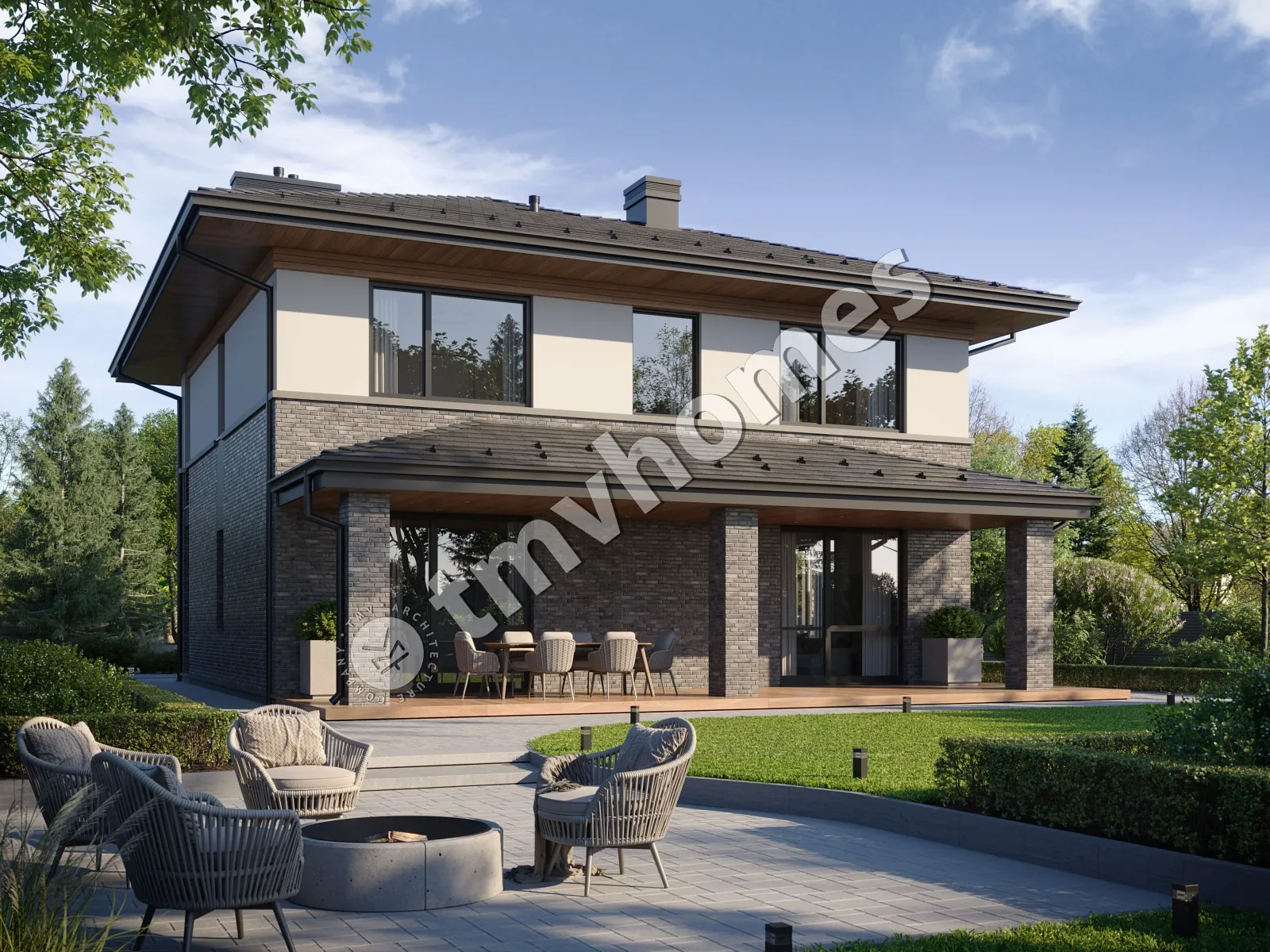 Projekt domu jednorodzinnego o pow. 175 m²: Piętrowy, 3 Sypialnie, Gabinet, 3 Łazienki, Otwarta kuchnia