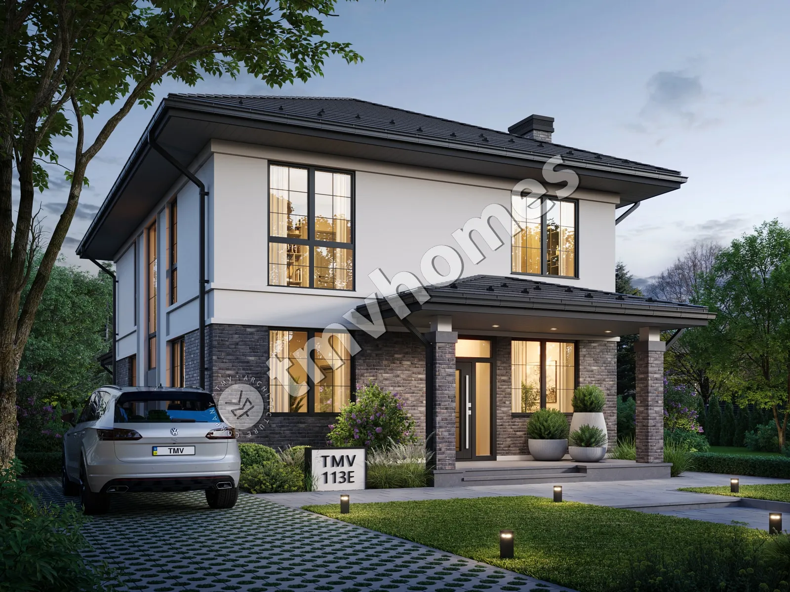 Projekt domu jednorodzinnego o pow. 190 m²: Piętrowy, 4 Sypialnie, 3 Łazienki, Otwarta kuchnia