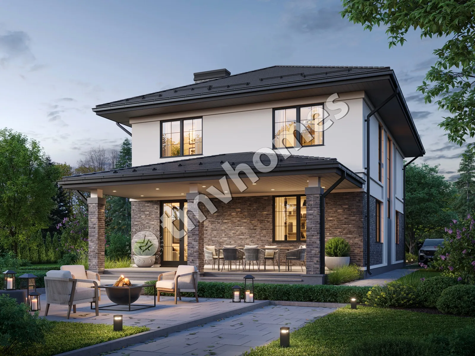 Projekt domu jednorodzinnego o pow. 190 m²: Piętrowy, 4 Sypialnie, 3 Łazienki, Otwarta kuchnia