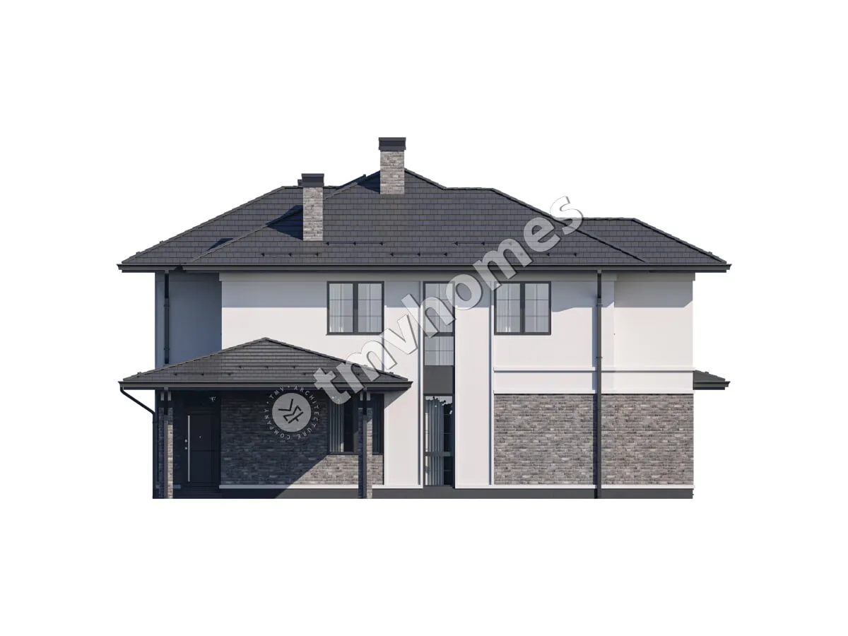Projekt domu jednorodzinnego o pow. 205 m²: Piętrowy, 4 Sypialnie, 3 Łazienki, Otwarta kuchnia, Wiata
