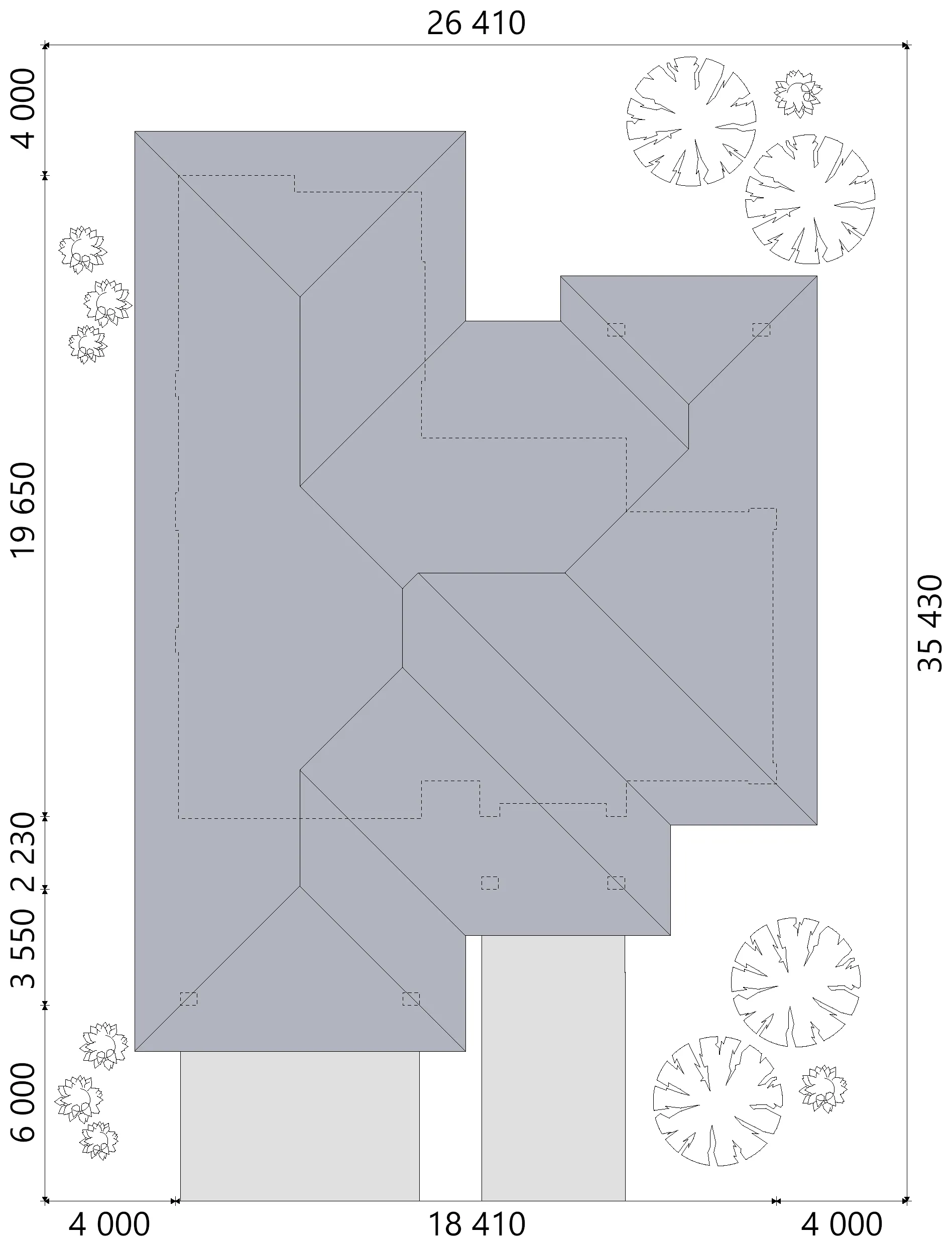 Projekt domu jednorodzinnego o pow. 209 m²: Parterowy, 3 Sypialnie, 3 Łazienki, Otwarta kuchnia, Wiata