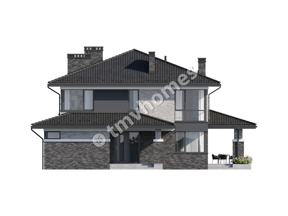 Projekt domu jednorodzinnego o pow. 352 m²: Piętrowy + Piwnica, 4 Sypialnie, 3 Łazienki, Otwarta kuchnia