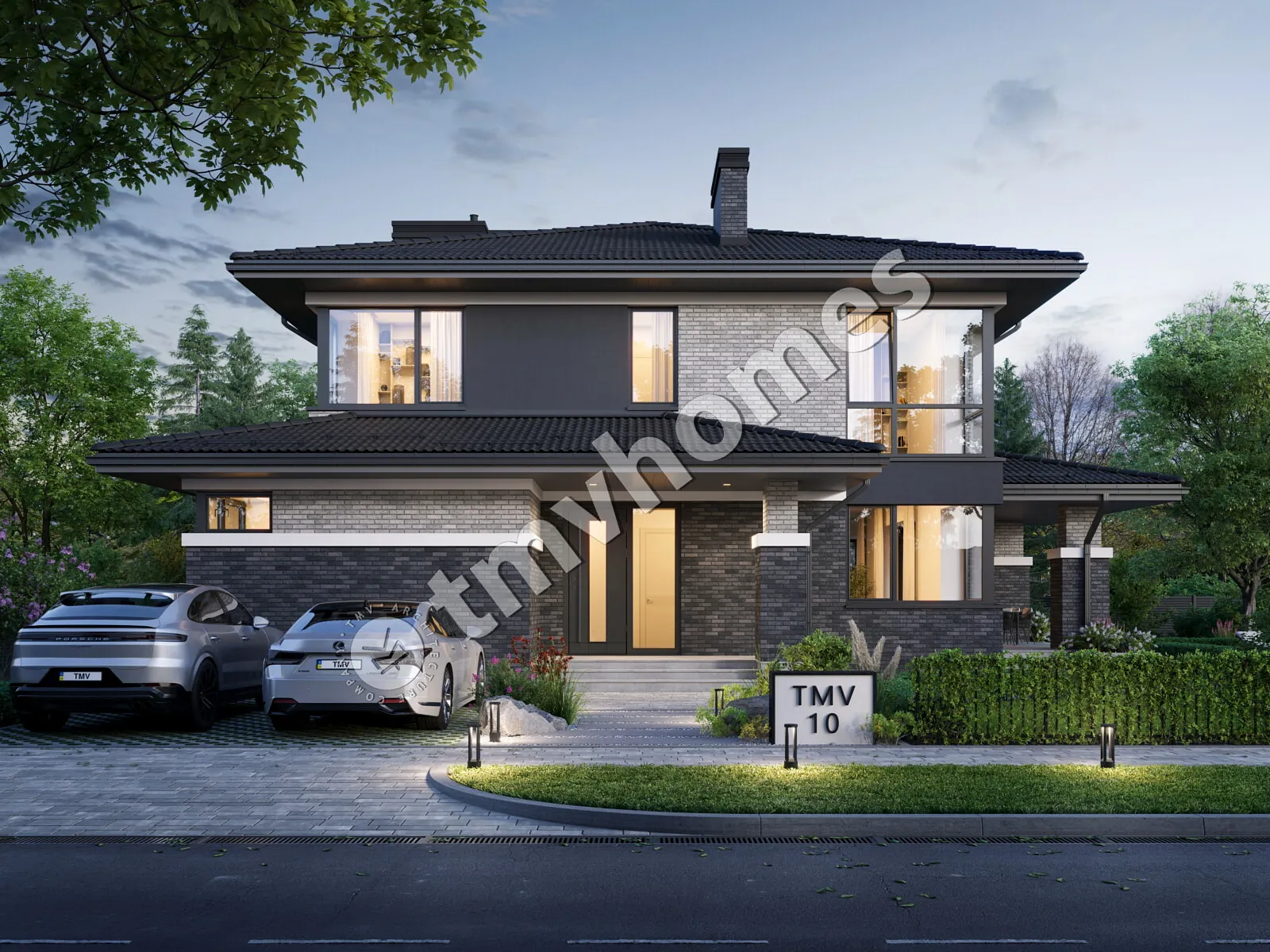 Projekt domu jednorodzinnego o pow. 352 m²: Piętrowy + Piwnica, 4 Sypialnie, 3 Łazienki, Otwarta kuchnia