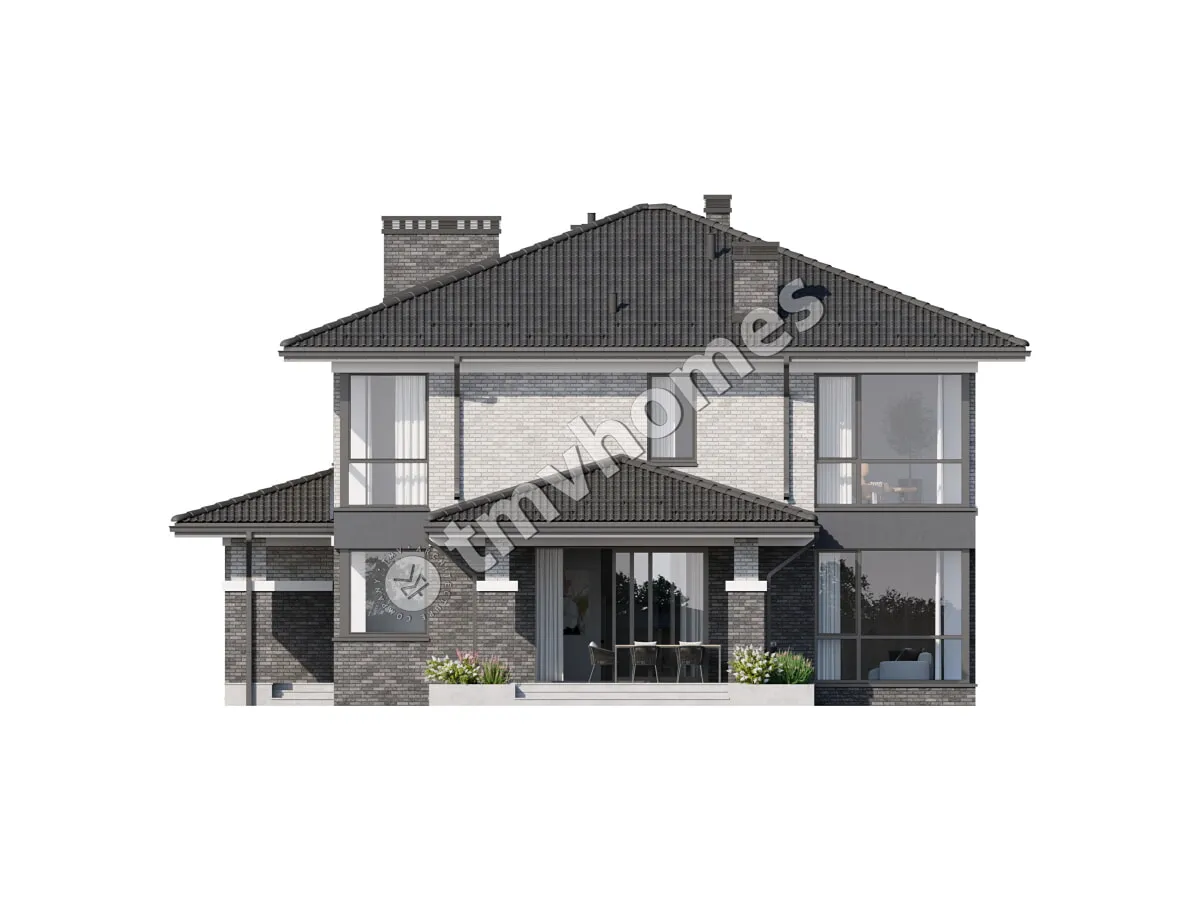 Projekt domu jednorodzinnego o pow. 352 m²: Piętrowy + Piwnica, 4 Sypialnie, 3 Łazienki, Otwarta kuchnia