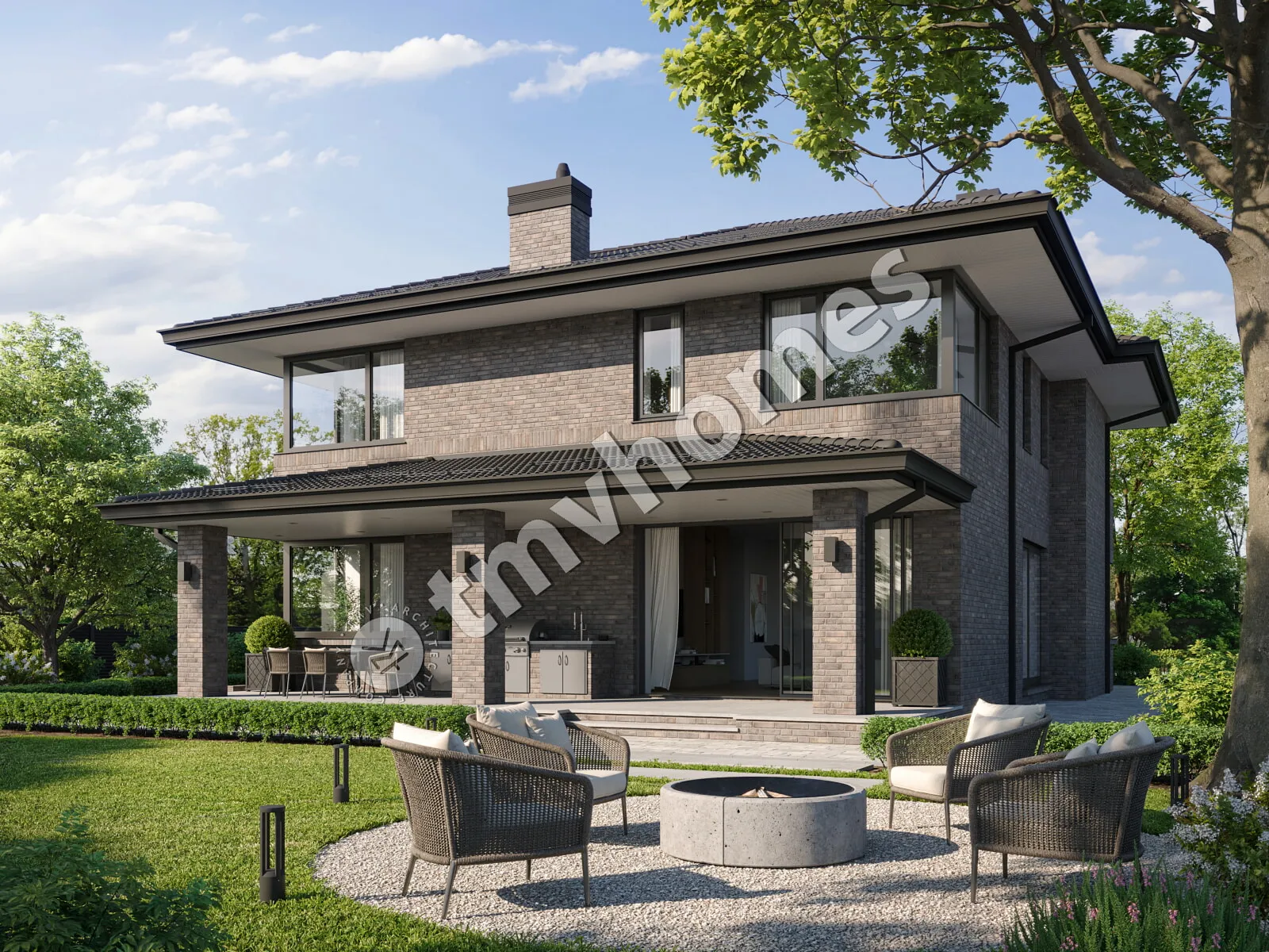 Projekt domu jednorodzinnego o pow. 363 m²: Piętrowy + Piwnica, 5 Sypialnie, 2 Łazienki, Otwarta kuchnia, Garaż