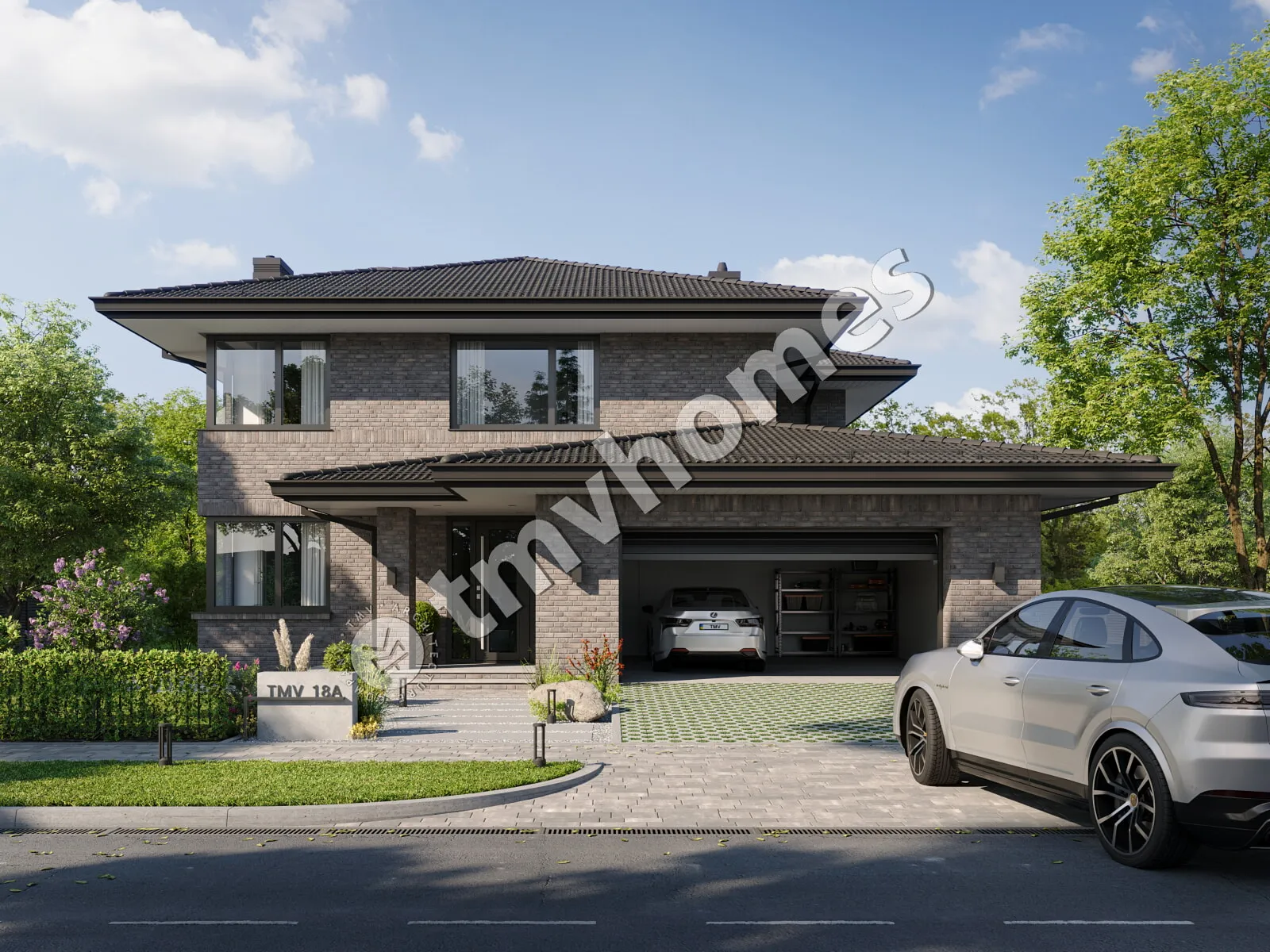 Projekt domu jednorodzinnego o pow. 363 m²: Piętrowy + Piwnica, 5 Sypialnie, 2 Łazienki, Otwarta kuchnia, Garaż