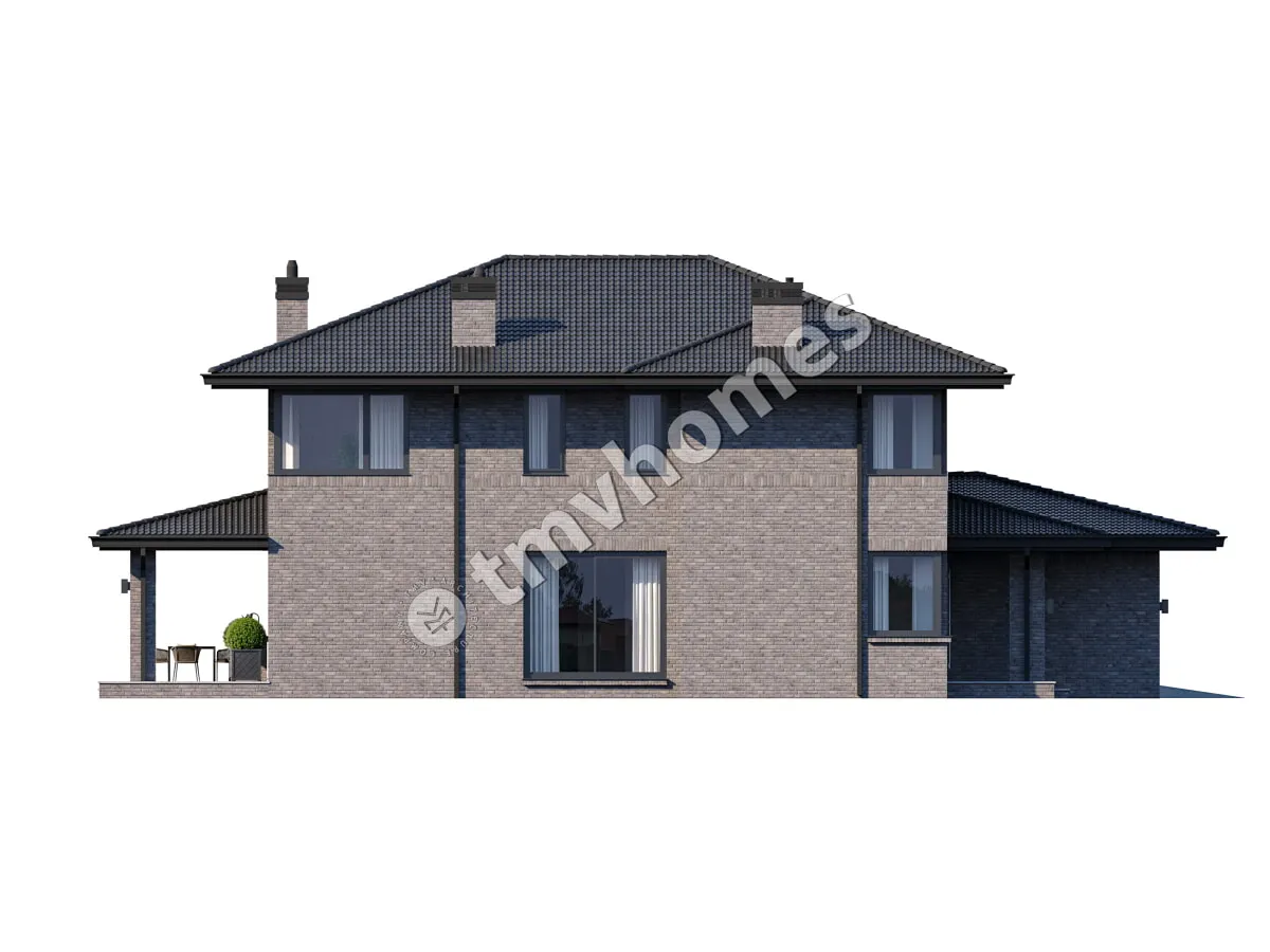 Projekt domu jednorodzinnego o pow. 363 m²: Piętrowy + Piwnica, 5 Sypialnie, 2 Łazienki, Otwarta kuchnia, Garaż